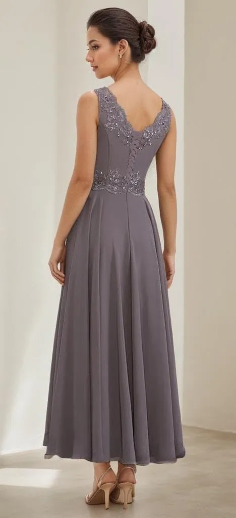 Chiffon Mother of The Bride Dresses with Jacket Lace Long Formal Dress for Wedding 2 Pieces Evening Gowns