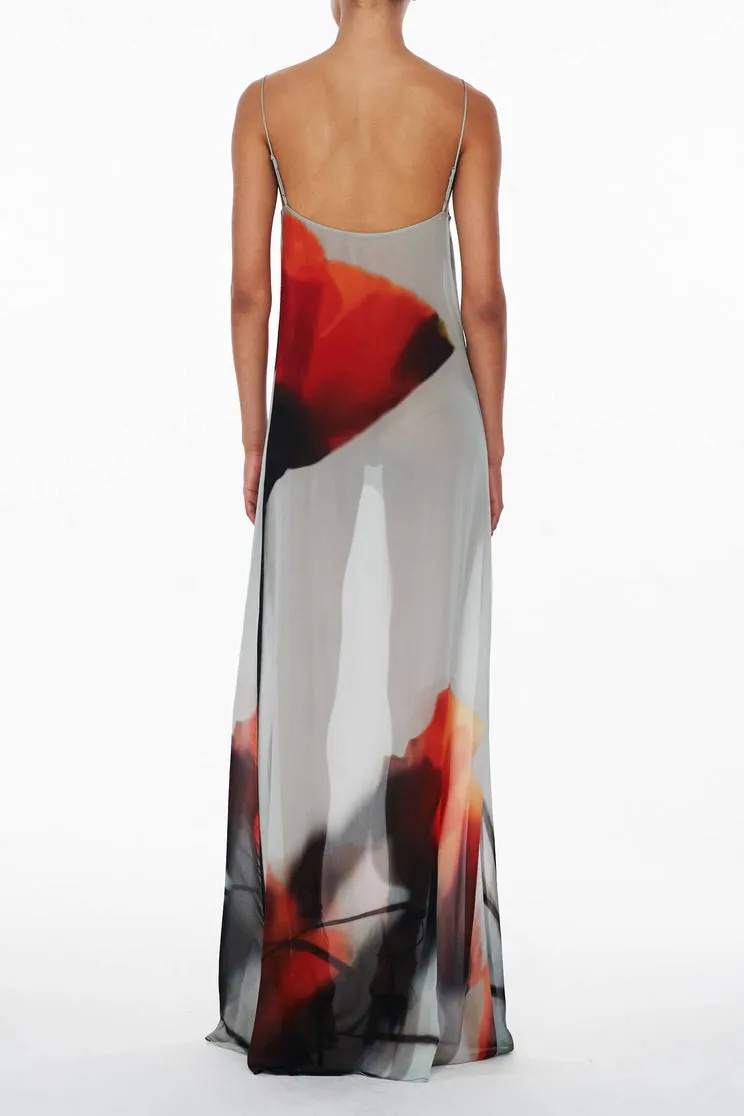 Chloie Spaghetti Rose Printed Maxi Dress