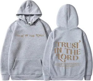 Christian Hoodies for Women Trust in The Lord Bible Verse Graphic Oversized Sweatshirts Casual Long Sleeve Hooded Pullover