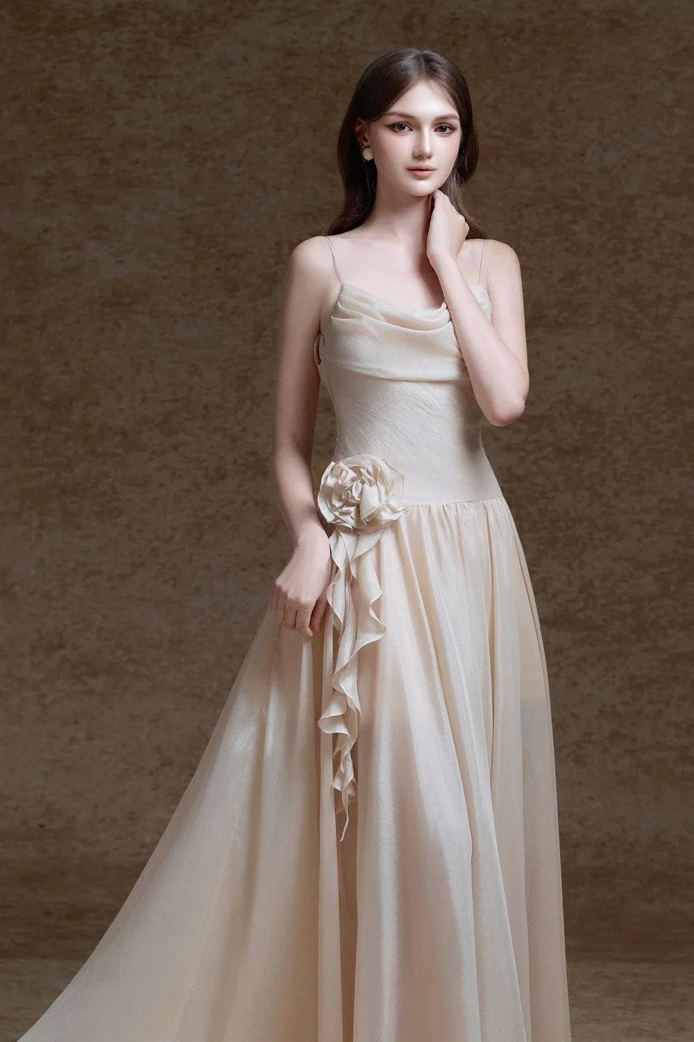 Ciara A-line Cowl Neck Voile Maxi Dress