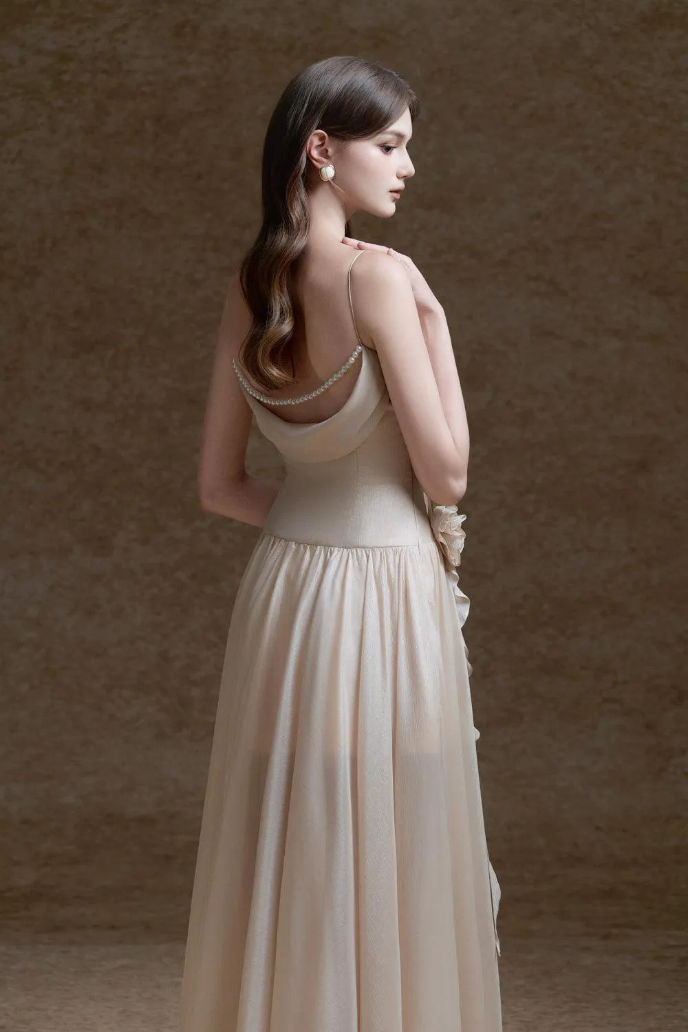 Ciara A-line Cowl Neck Voile Maxi Dress