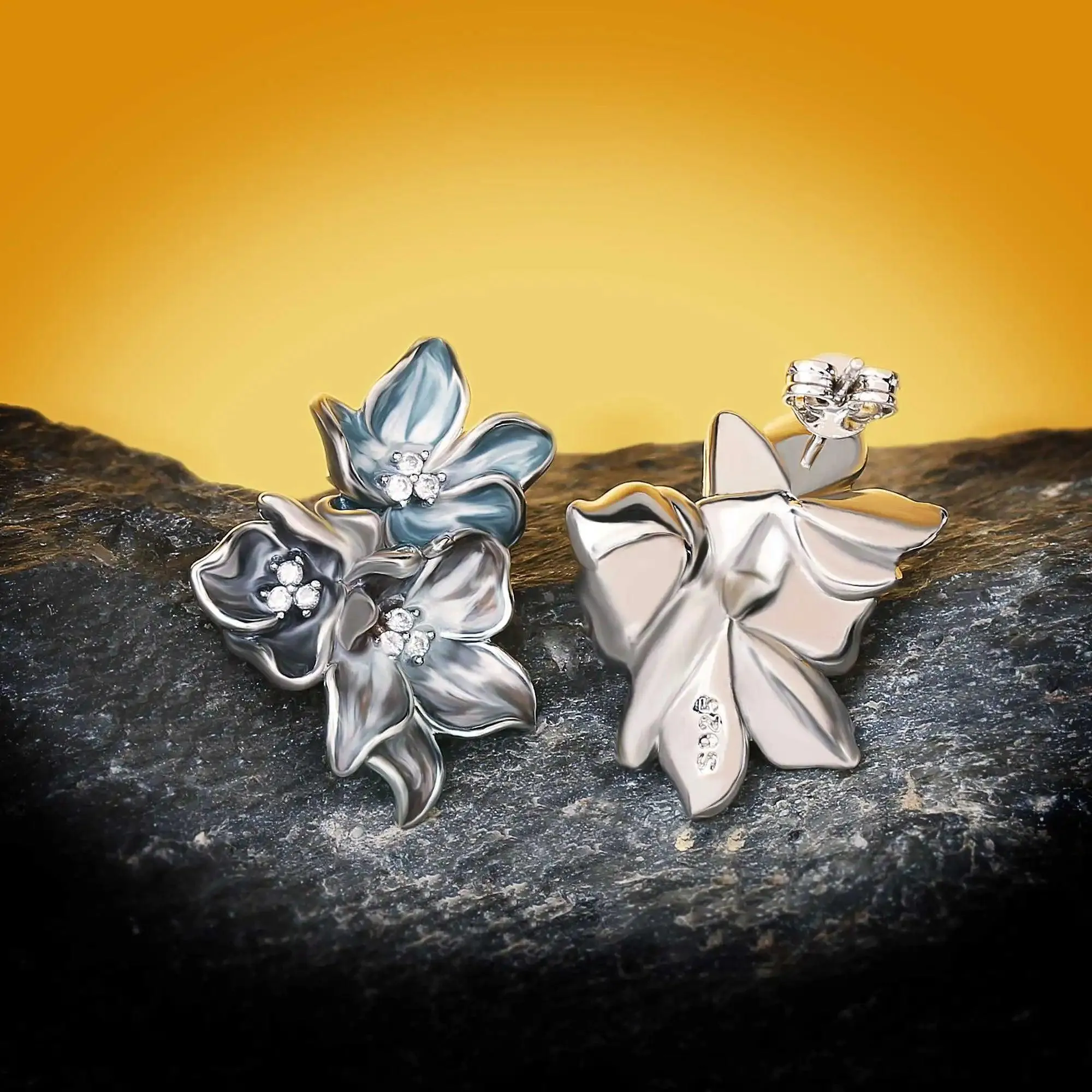 Classic Elegant Flower Shape Handmade Enamel Earrings