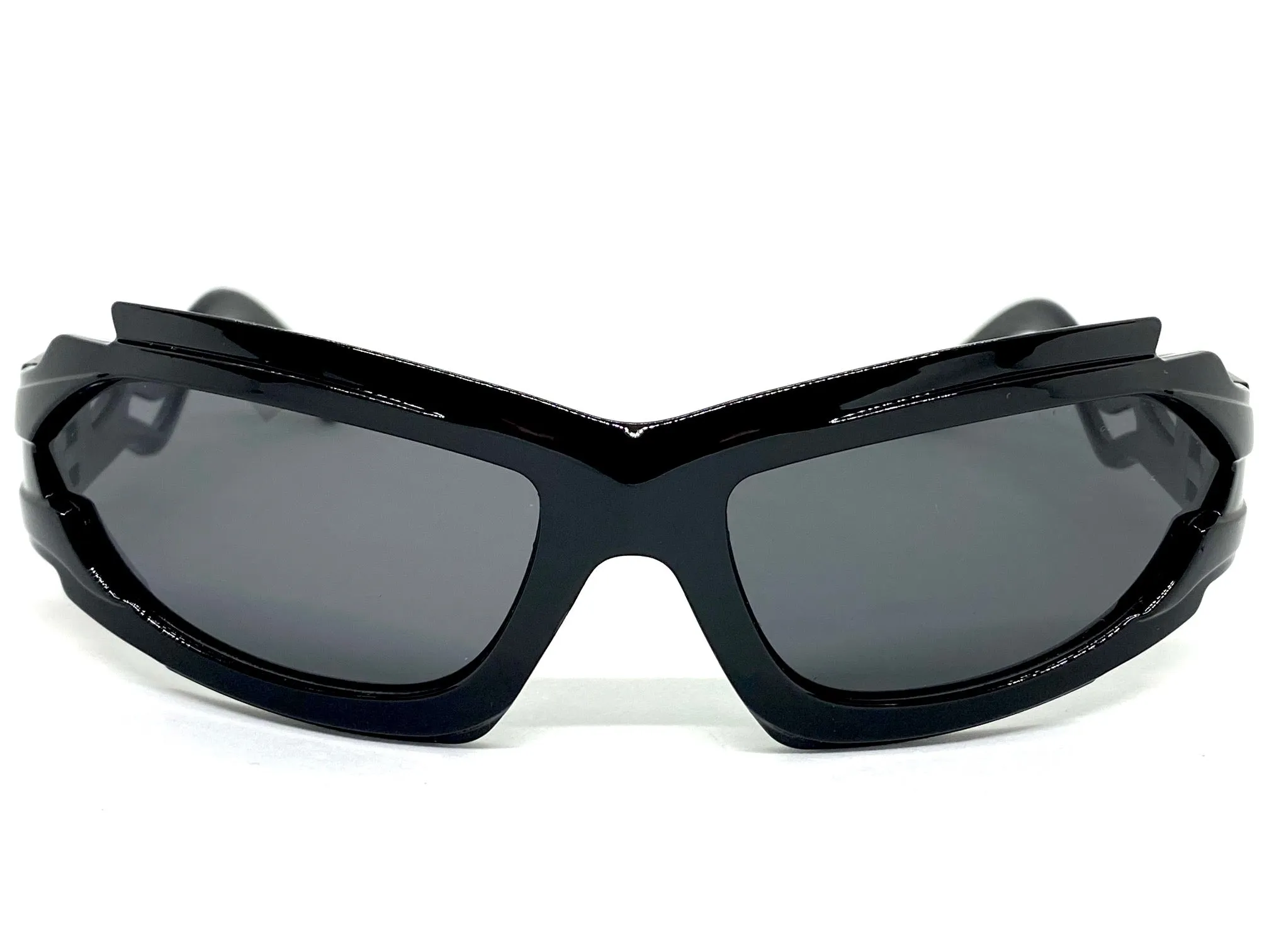 Classic Hardcore Gangster Biker Wrap Around Luxury SUNGLASSES Sleek Black Frame 1236
