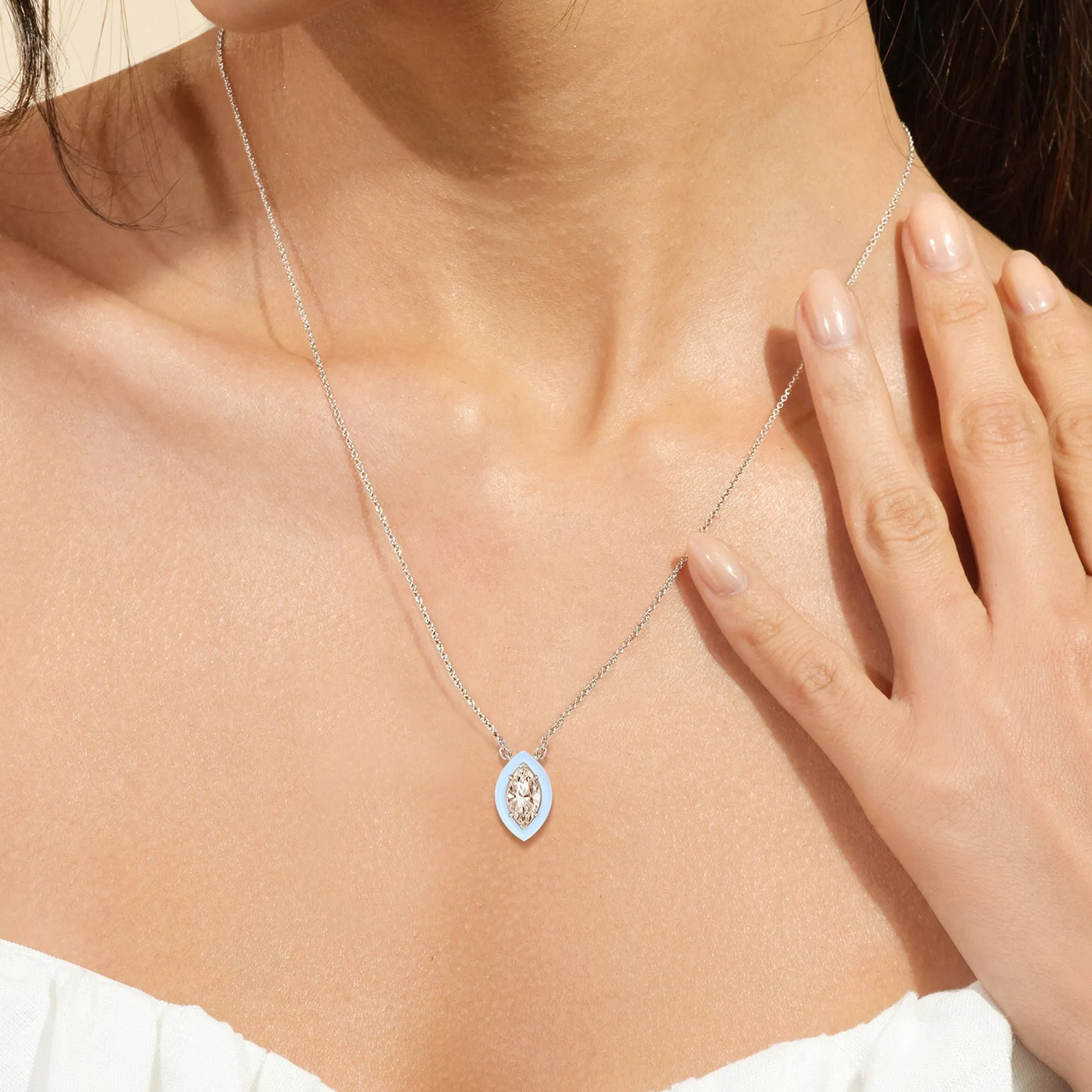 Classic Marquise Bezel Necklace in Ceramic
