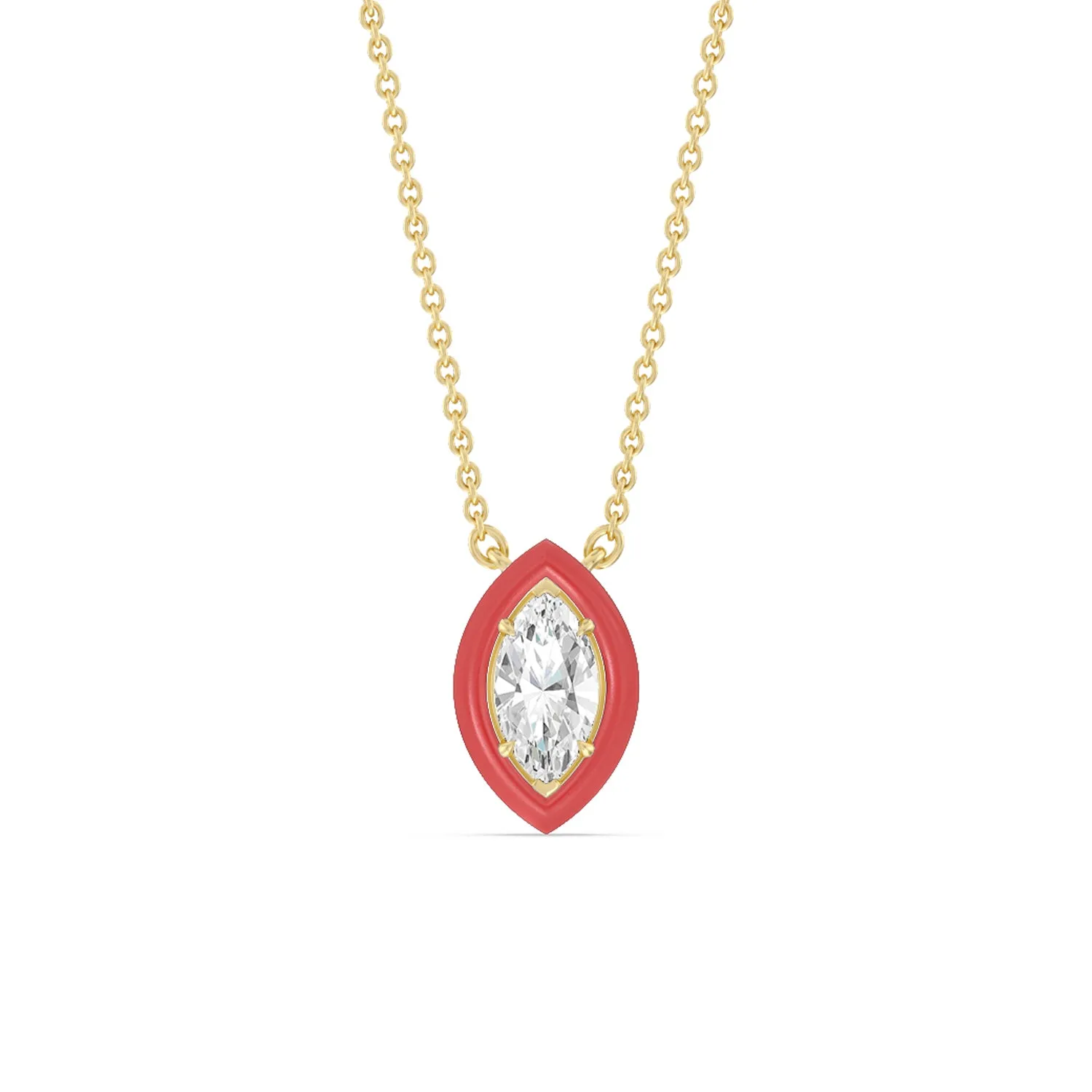 Classic Marquise Bezel Necklace in Ceramic