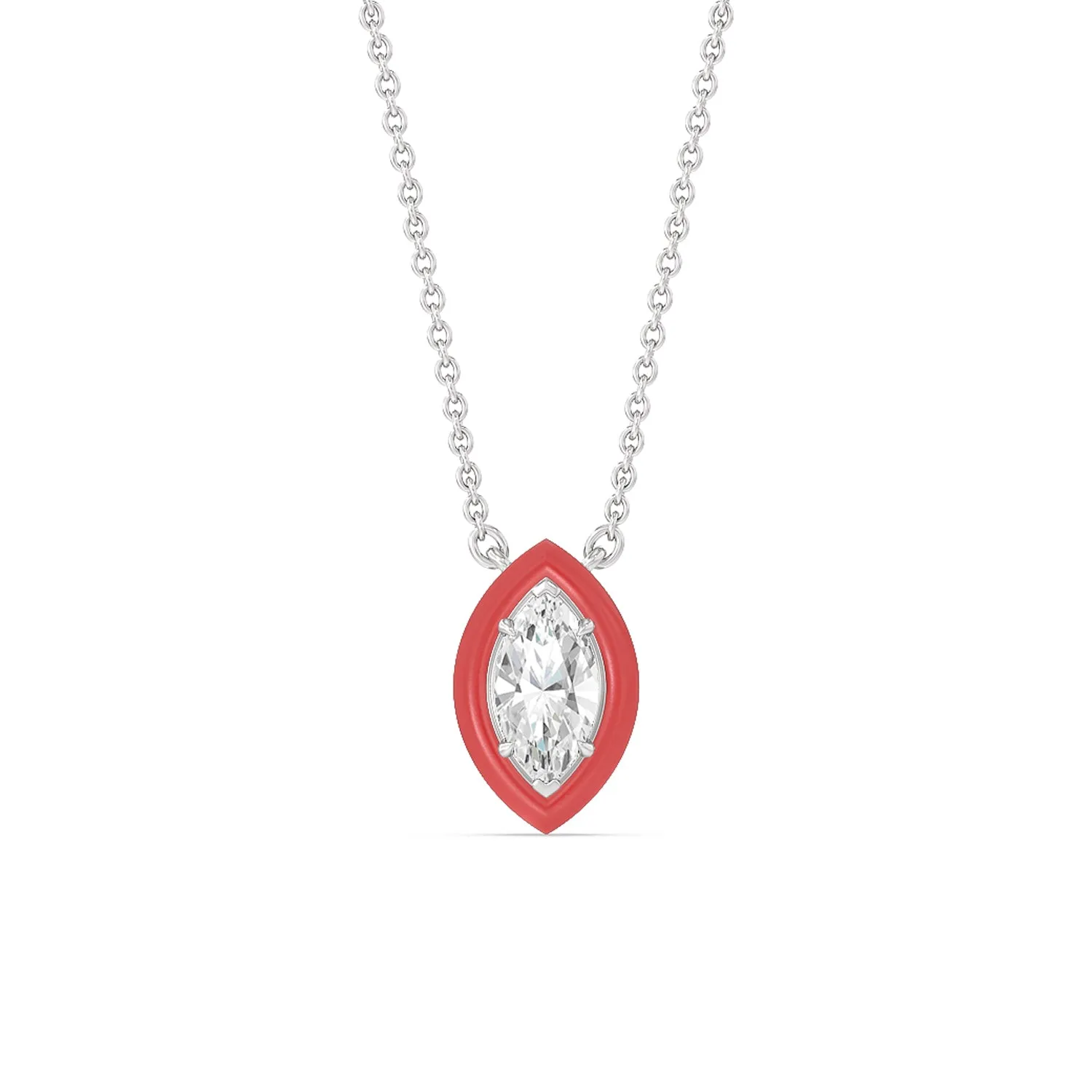 Classic Marquise Bezel Necklace in Ceramic