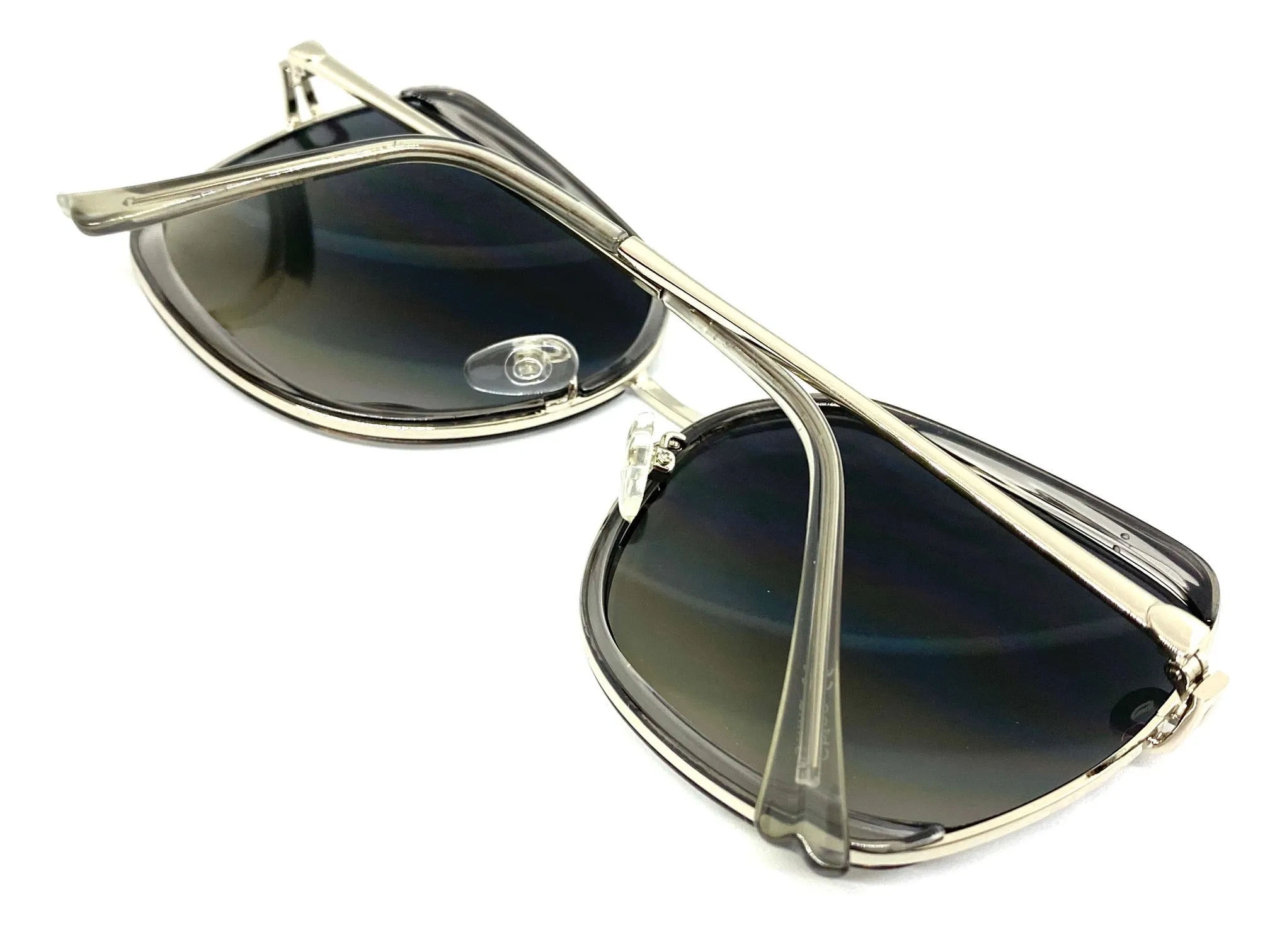 Classic Vintage Retro Style SUNGLASSES Square Gray & Silver Frame 8860