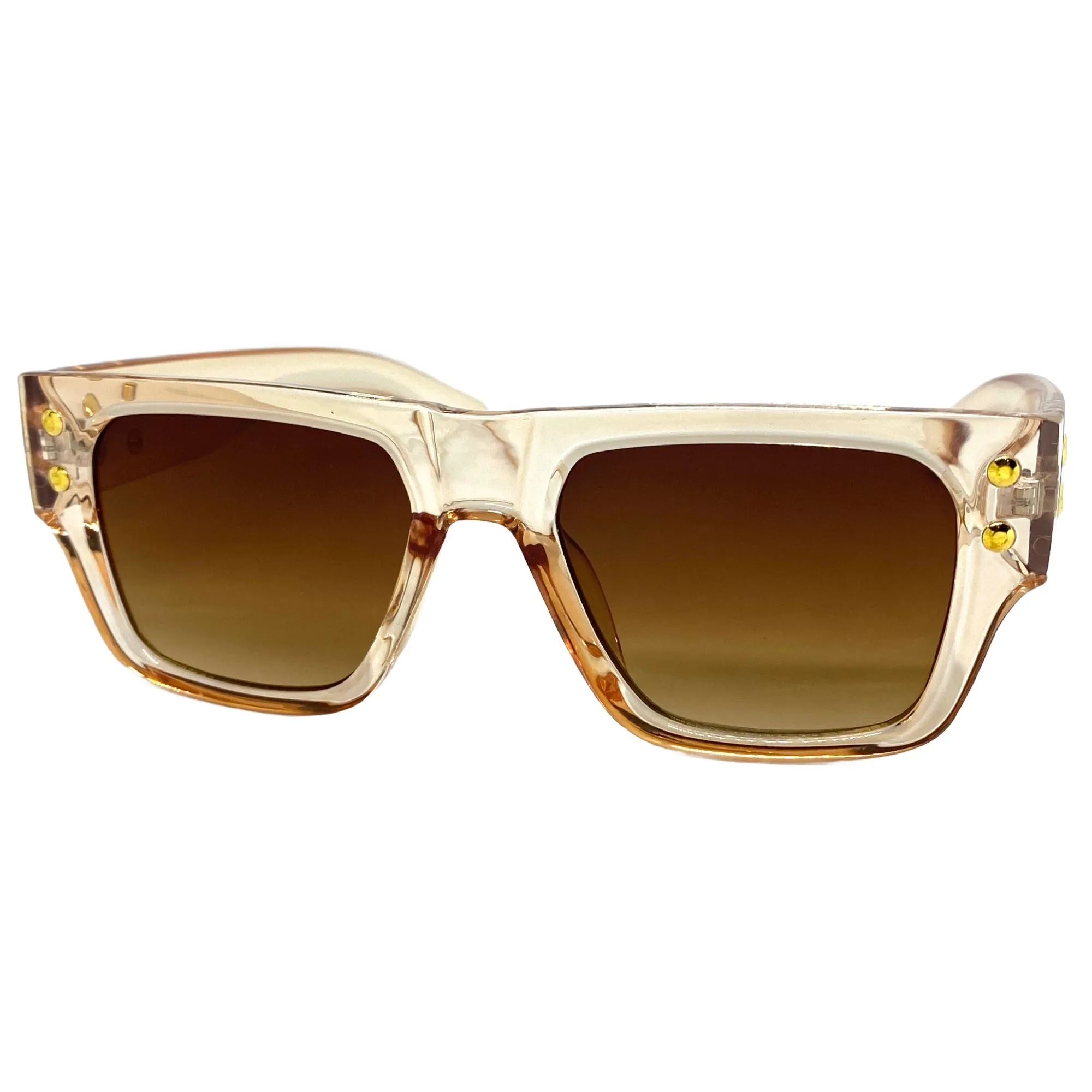 Classic Vintage Retro Style SUNGLASSES Thick Square Champagne Frame 80551