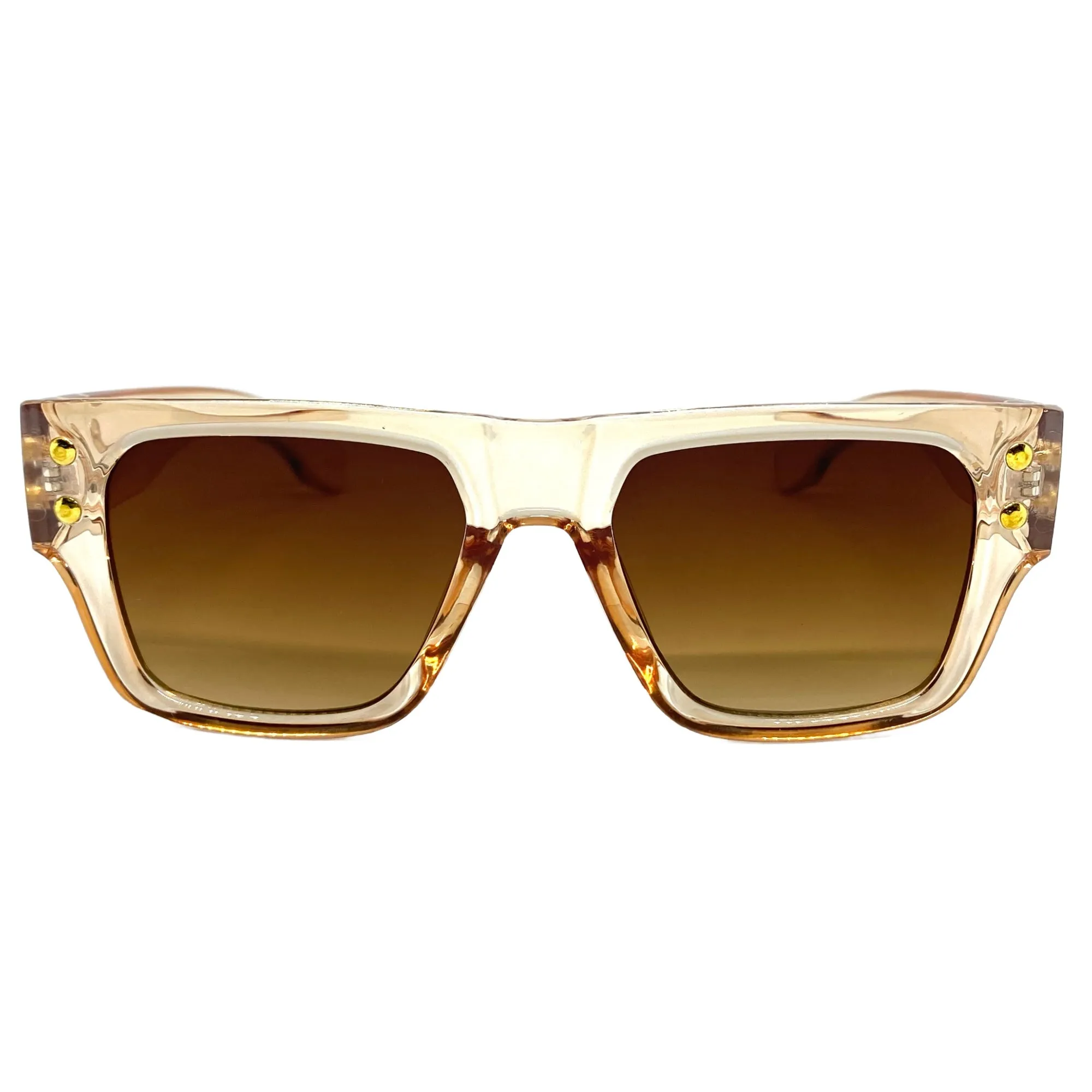 Classic Vintage Retro Style SUNGLASSES Thick Square Champagne Frame 80551