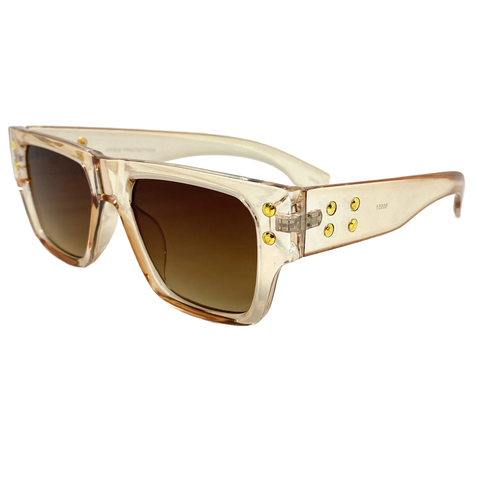 Classic Vintage Retro Style SUNGLASSES Thick Square Champagne Frame 80551