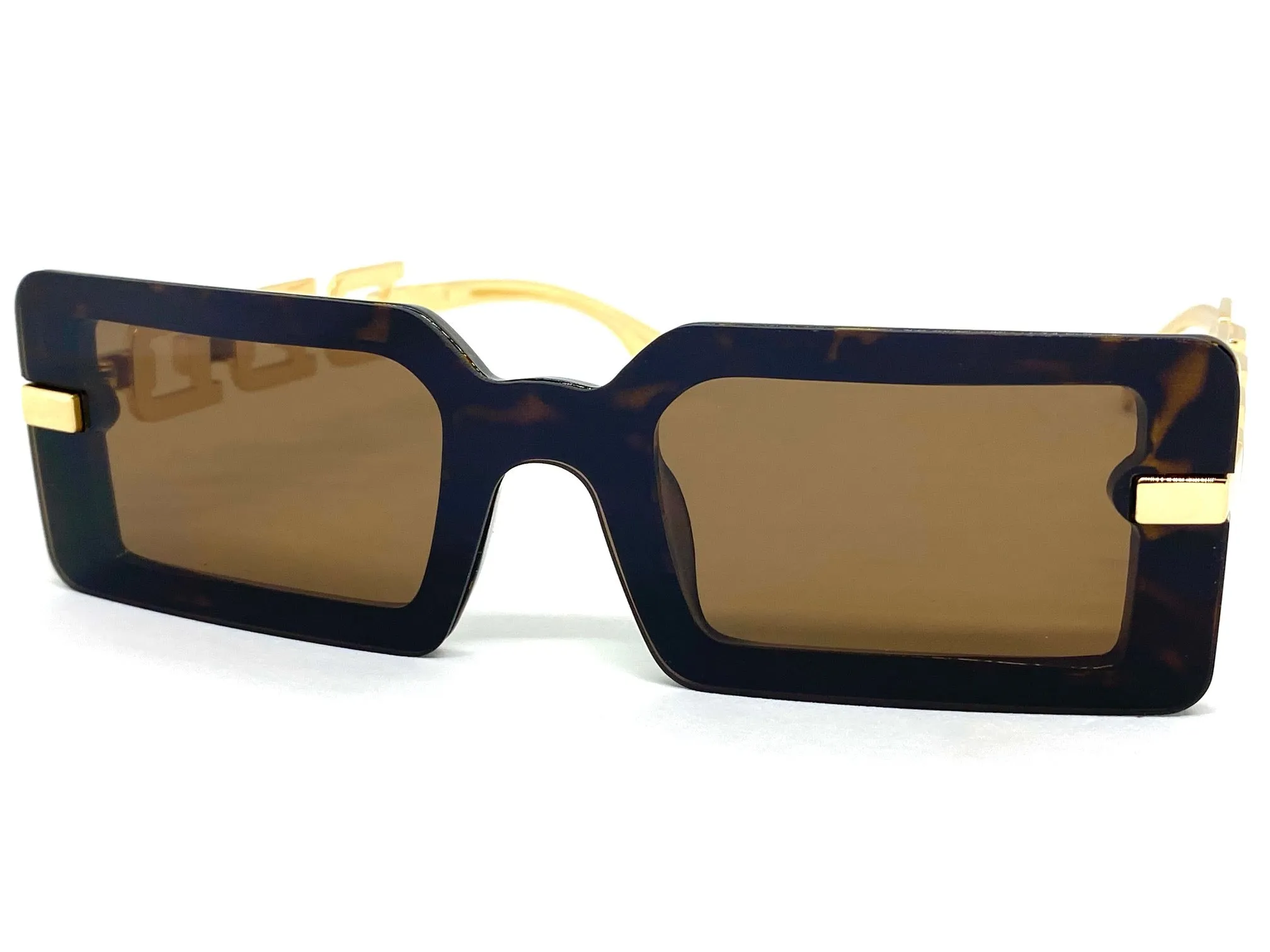 Classy Contemporary Modern Style SUNGLASSES Tortoise & Gold Frame E1972
