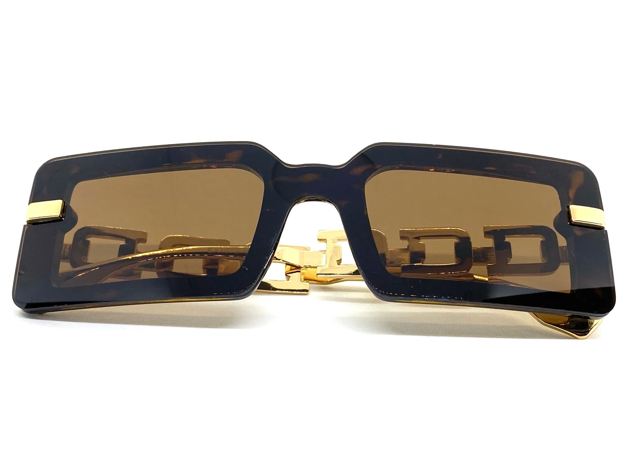 Classy Contemporary Modern Style SUNGLASSES Tortoise & Gold Frame E1972