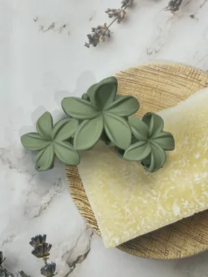 Claw Clip - Frangipani Flower Trio - Sage Green