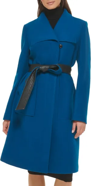 Cole Haan Women's Belted Coat Wool with Cuff Details