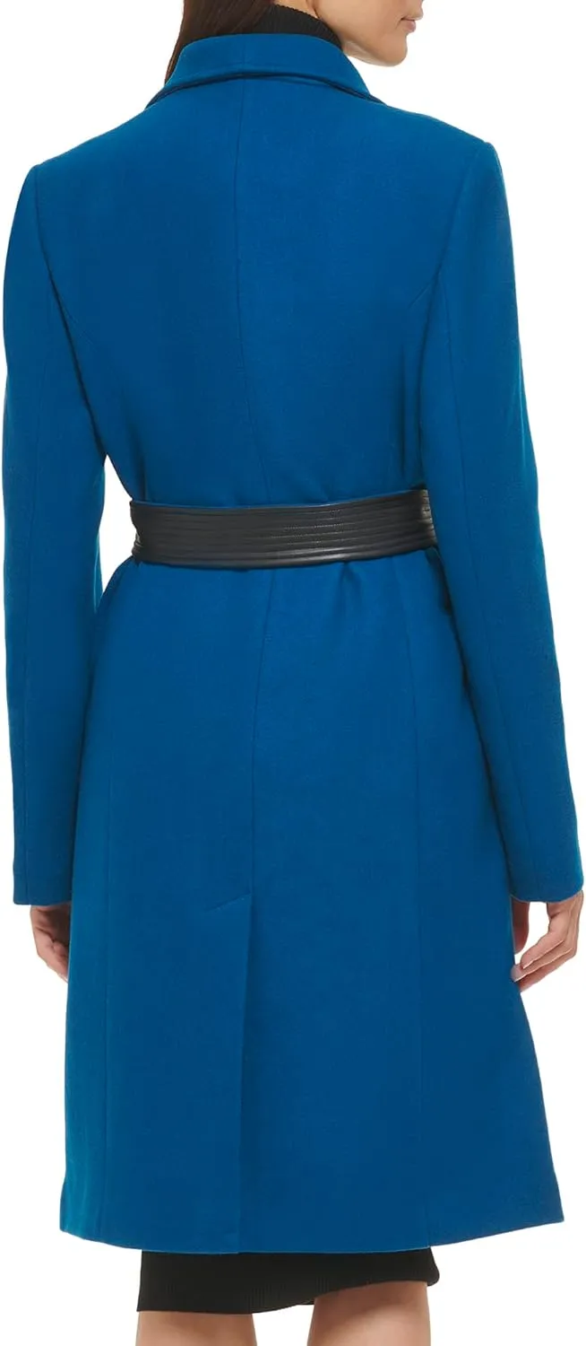 Cole Haan Women's Belted Coat Wool with Cuff Details