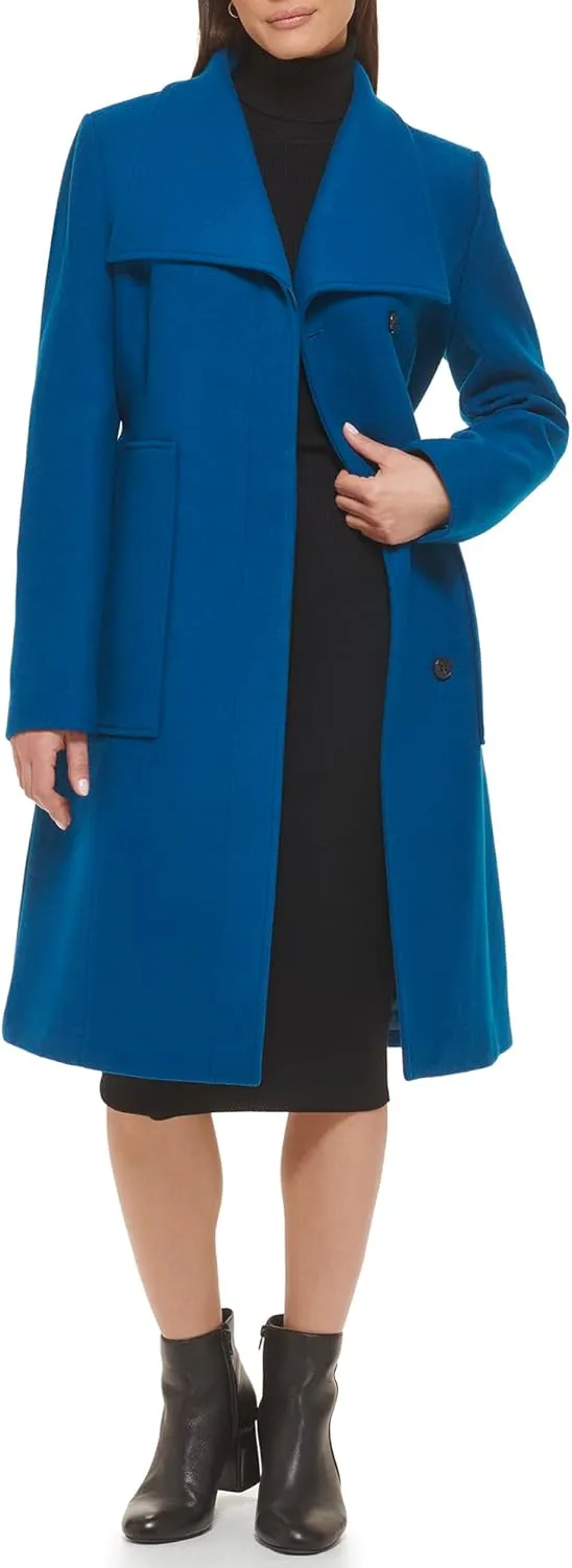 Cole Haan Women's Belted Coat Wool with Cuff Details