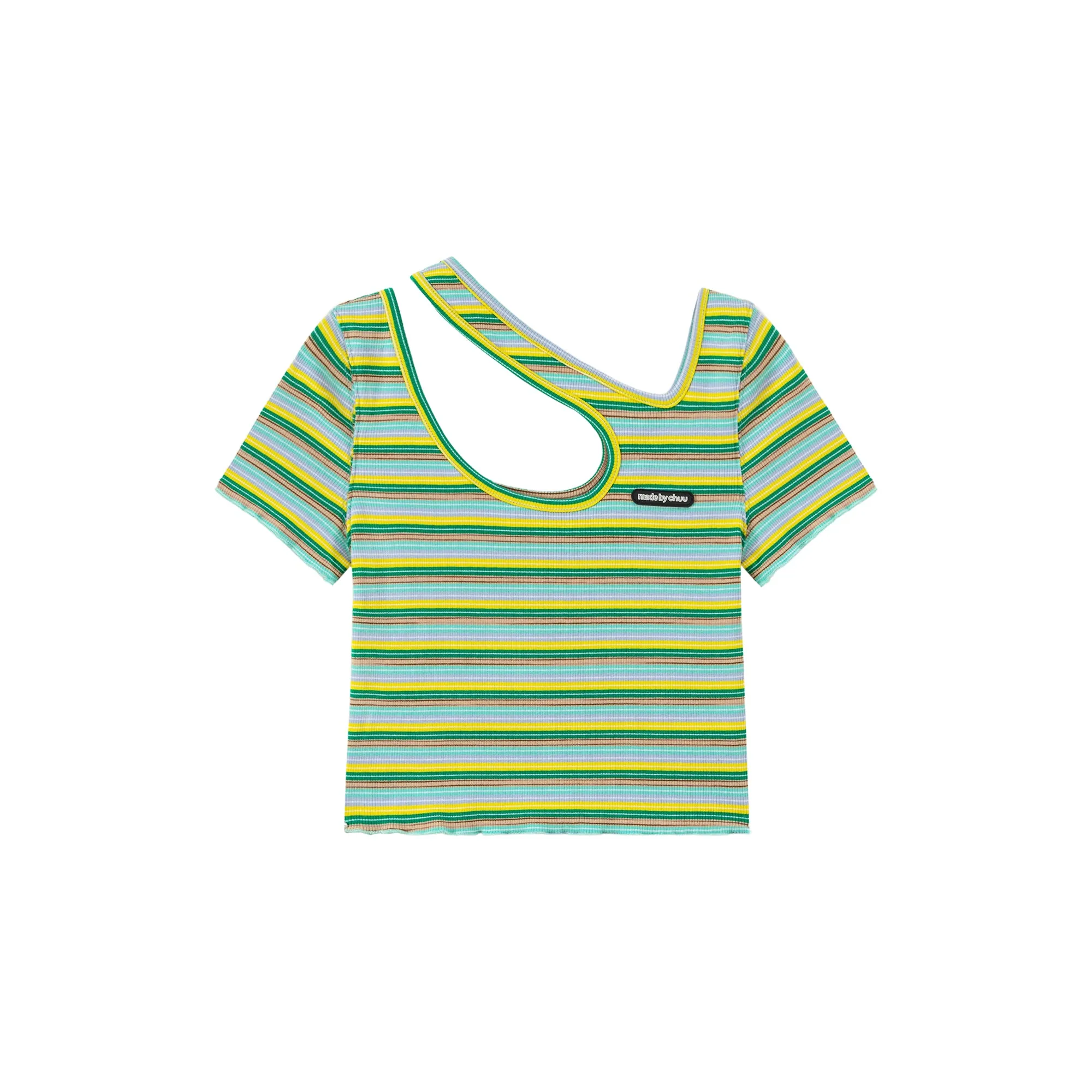 Color Stripe Cut Out T-Shirt