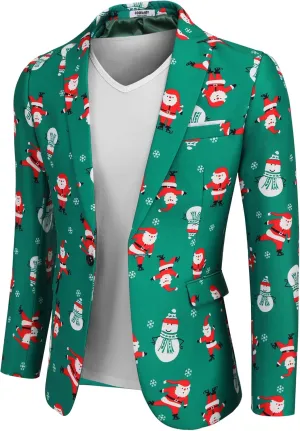 COOFANDY Men's Christmas Blazer Halloween Sport Coat One Button Christmas Suit Jacket Xmas Party Jackets Holiday Blazers