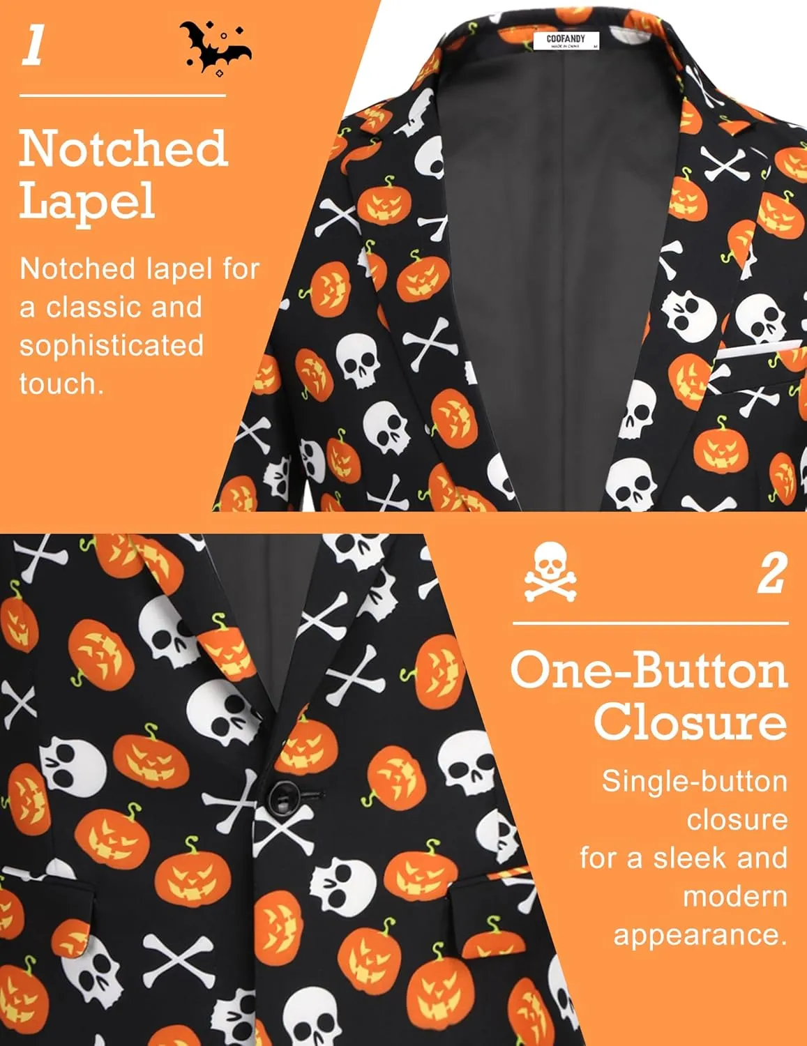 COOFANDY Men's Christmas Blazer Halloween Sport Coat One Button Christmas Suit Jacket Xmas Party Jackets Holiday Blazers