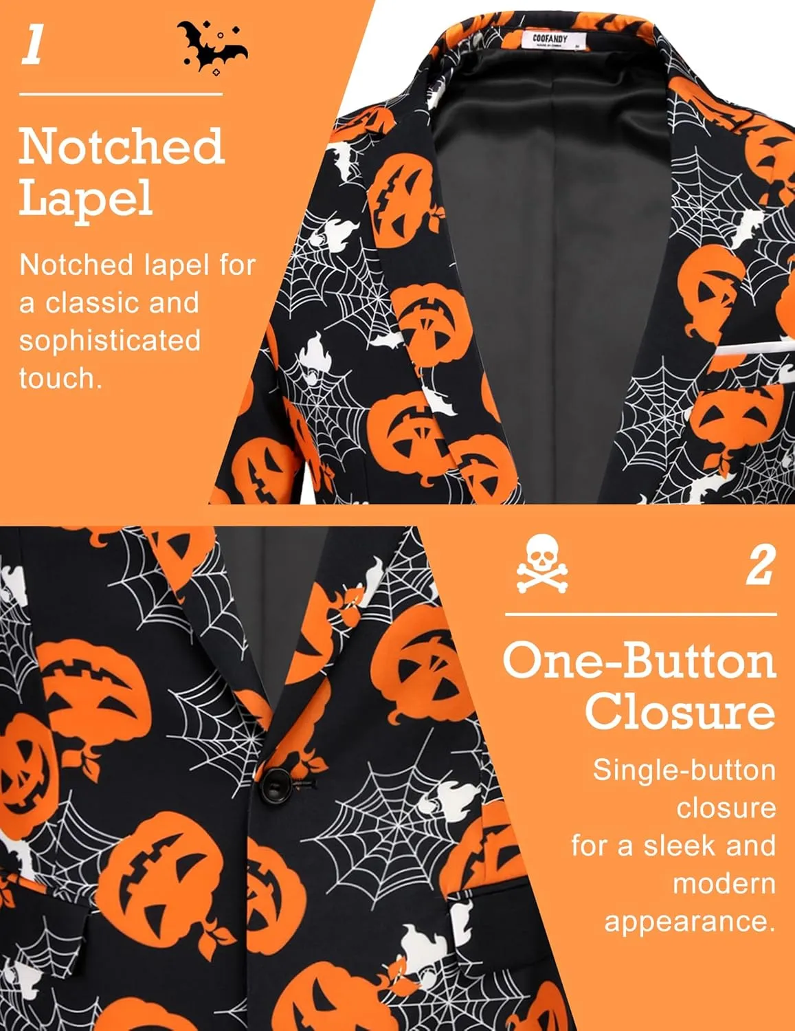 COOFANDY Men's Christmas Blazer Halloween Sport Coat One Button Christmas Suit Jacket Xmas Party Jackets Holiday Blazers