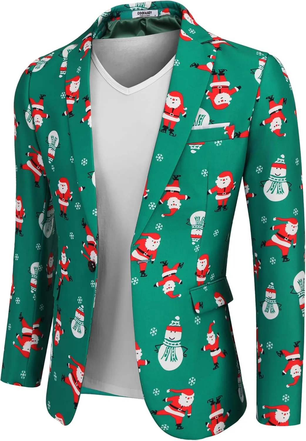 COOFANDY Men's Christmas Blazer Halloween Sport Coat One Button Christmas Suit Jacket Xmas Party Jackets Holiday Blazers