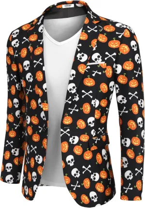 COOFANDY Men's Christmas Blazer Halloween Sport Coat One Button Christmas Suit Jacket Xmas Party Jackets Holiday Blazers