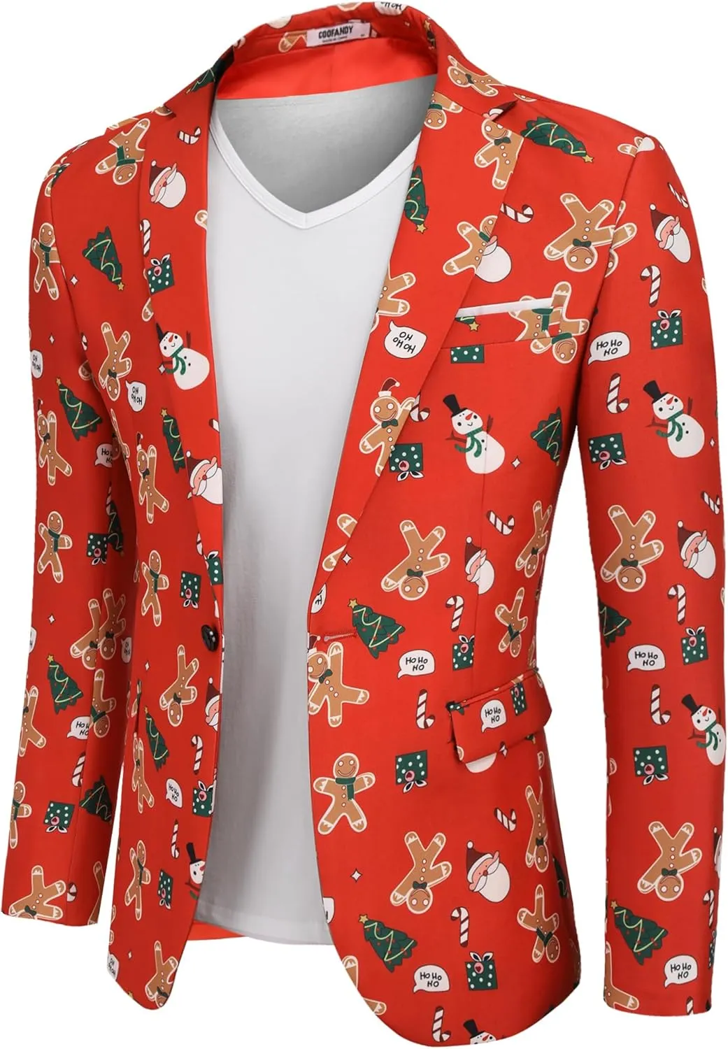 COOFANDY Men's Christmas Blazer Halloween Sport Coat One Button Christmas Suit Jacket Xmas Party Jackets Holiday Blazers