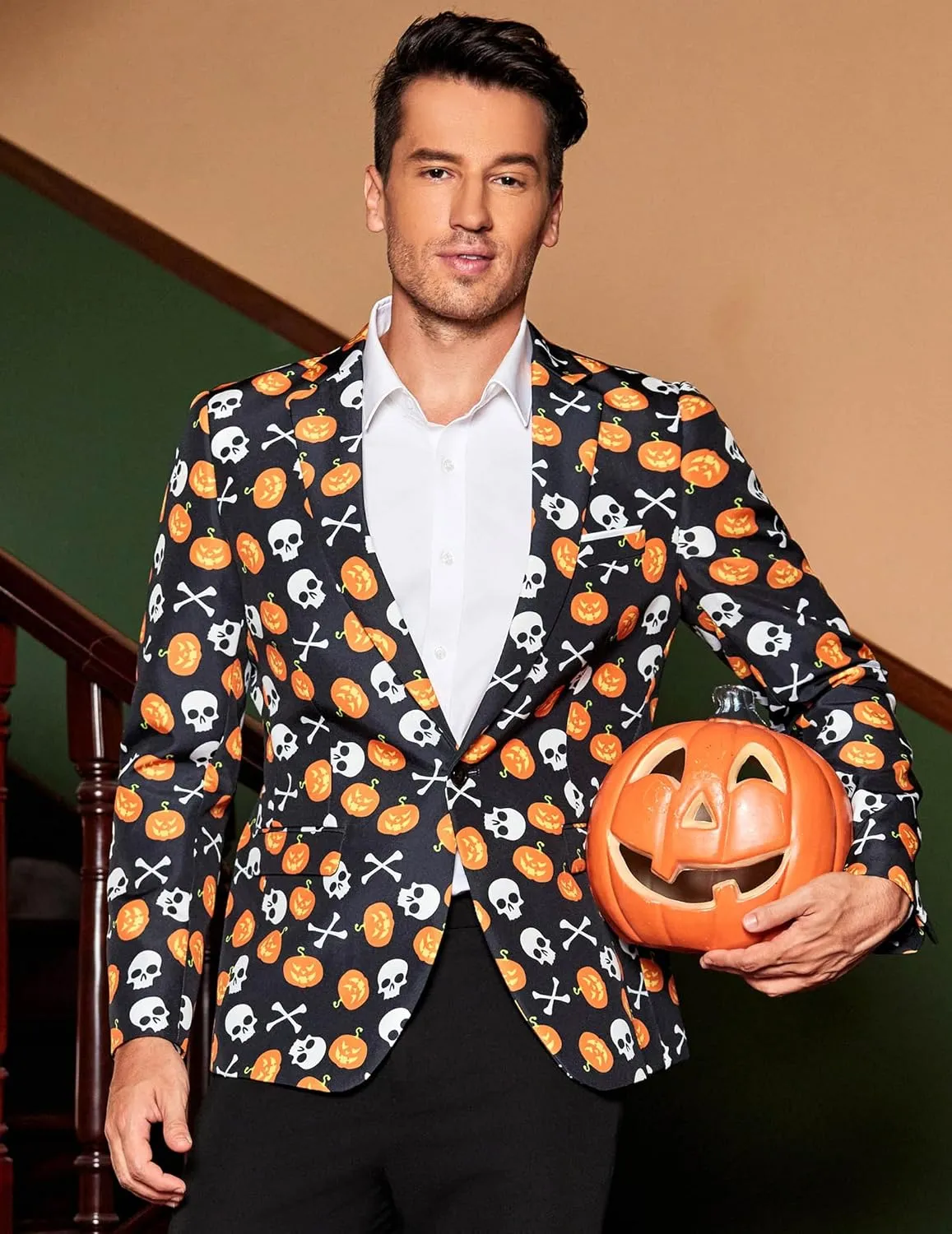 COOFANDY Men's Christmas Blazer Halloween Sport Coat One Button Christmas Suit Jacket Xmas Party Jackets Holiday Blazers