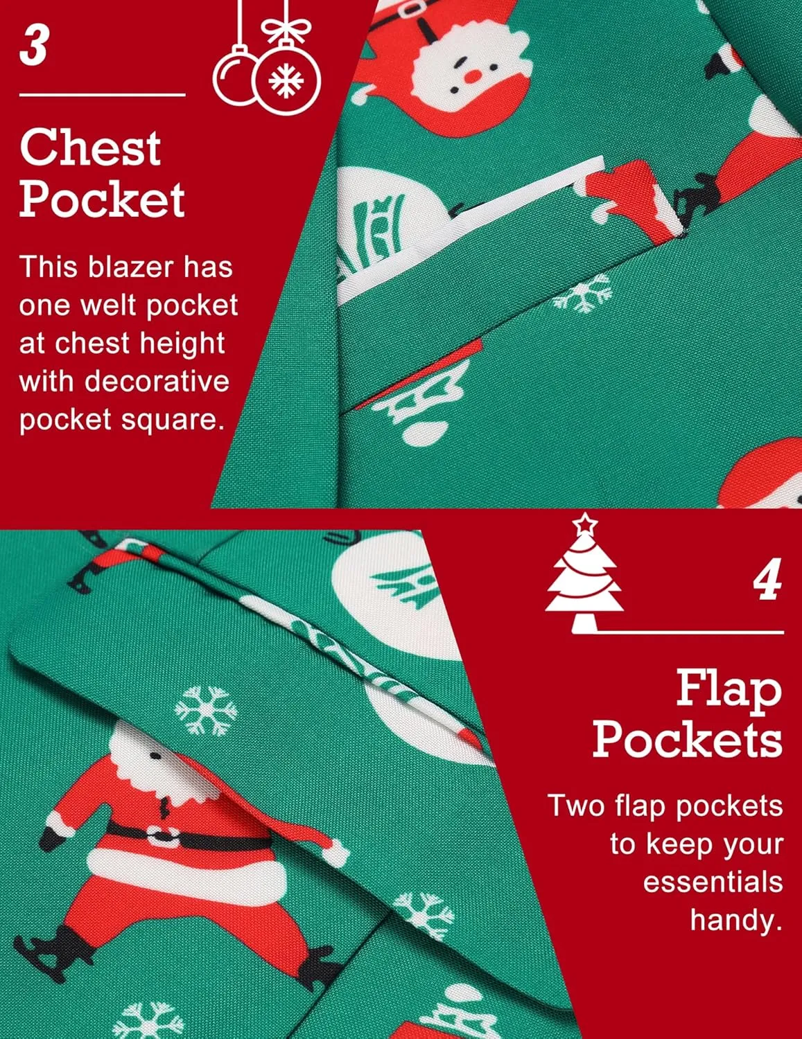 COOFANDY Men's Christmas Blazer Halloween Sport Coat One Button Christmas Suit Jacket Xmas Party Jackets Holiday Blazers
