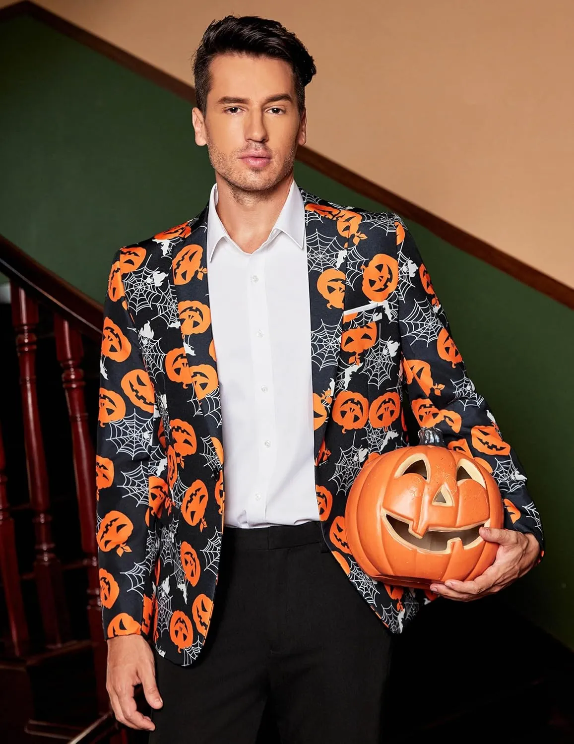 COOFANDY Men's Christmas Blazer Halloween Sport Coat One Button Christmas Suit Jacket Xmas Party Jackets Holiday Blazers