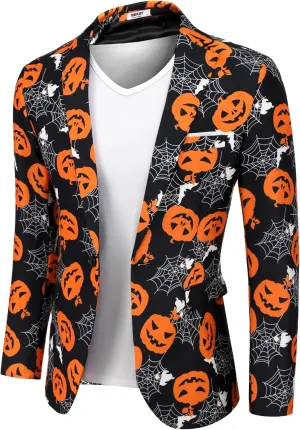 COOFANDY Men's Christmas Blazer Halloween Sport Coat One Button Christmas Suit Jacket Xmas Party Jackets Holiday Blazers