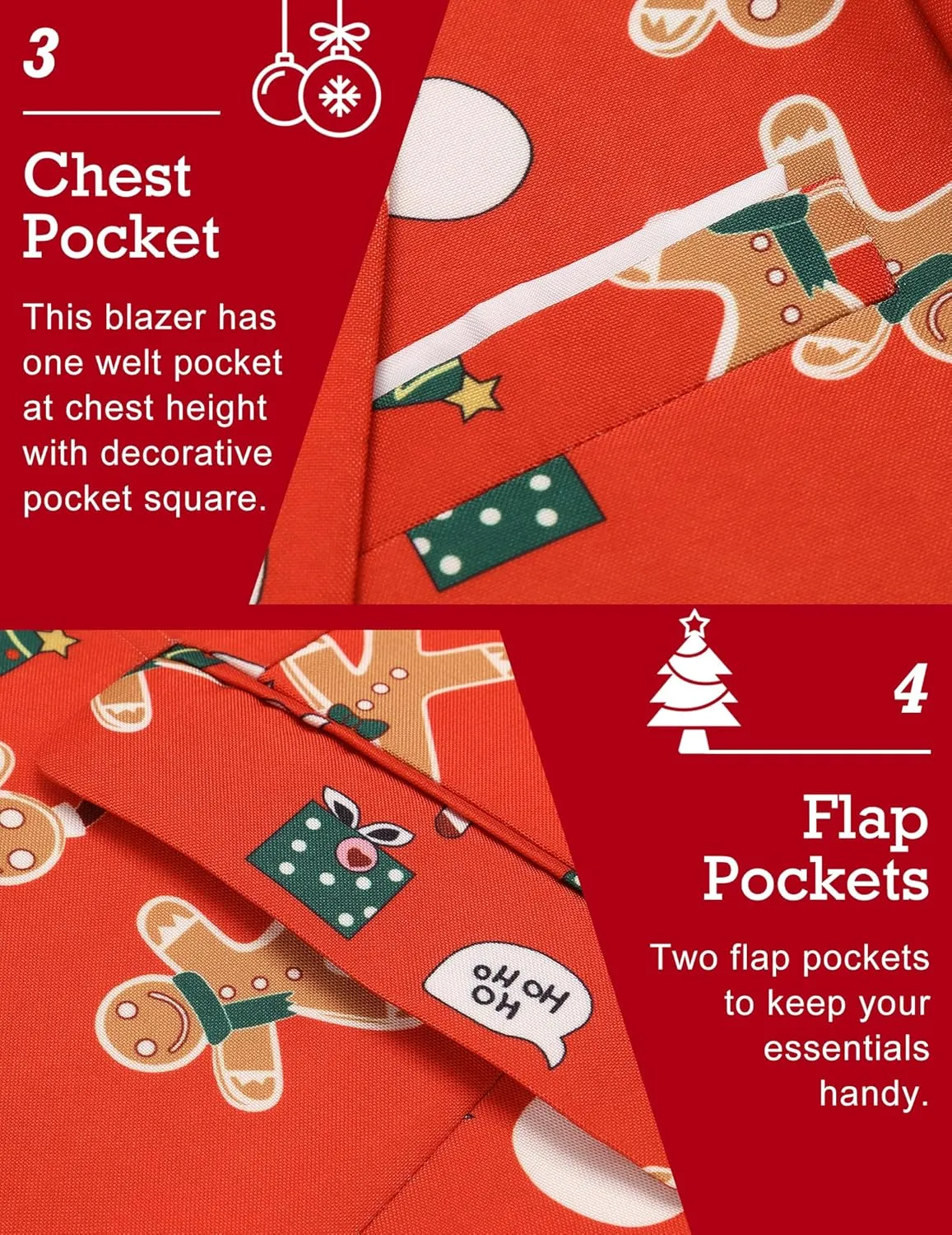COOFANDY Men's Christmas Blazer Halloween Sport Coat One Button Christmas Suit Jacket Xmas Party Jackets Holiday Blazers