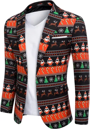 COOFANDY Men's Christmas Blazer Halloween Sport Coat One Button Christmas Suit Jacket Xmas Party Jackets Holiday Blazers