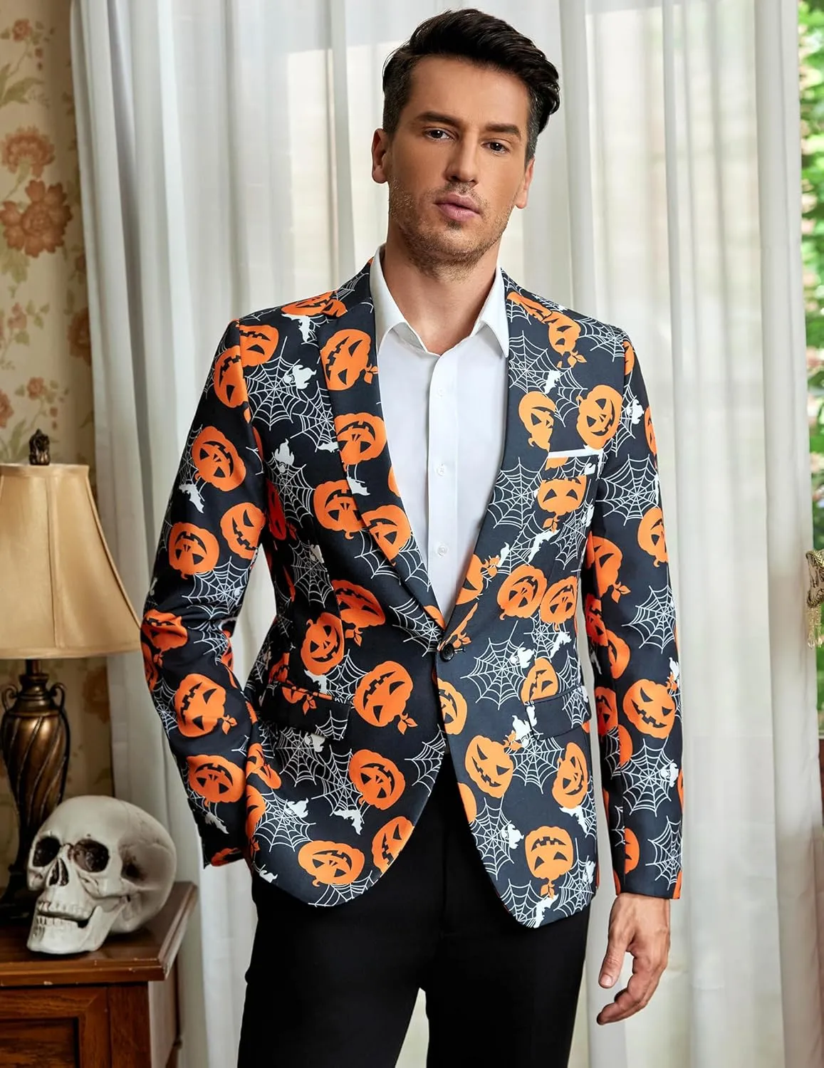 COOFANDY Men's Christmas Blazer Halloween Sport Coat One Button Christmas Suit Jacket Xmas Party Jackets Holiday Blazers