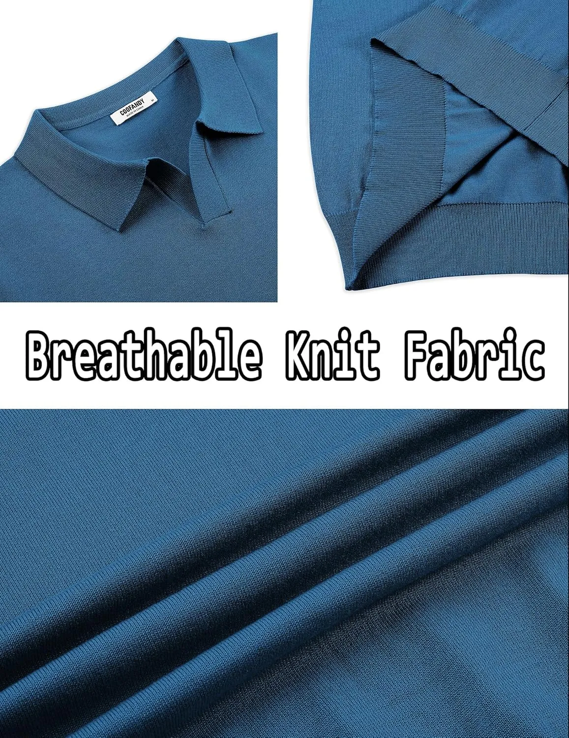 COOFANDY Mens Knit Polo Shirts V Neck Short Sleeve Stretch Polo T Shirt Casual Golf Shirts