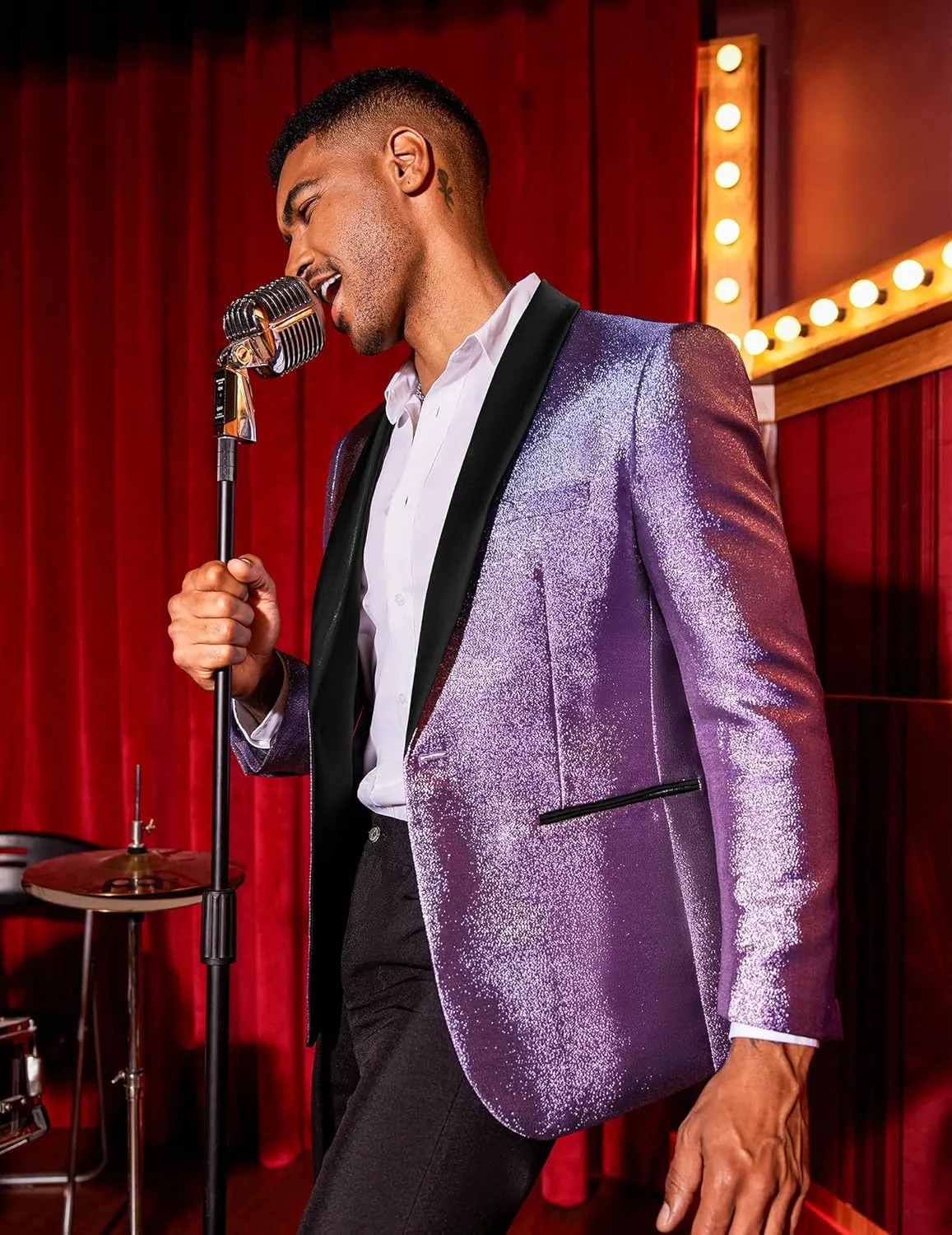 COOFANDY Men's Tuxedo Jacket Slim Fit Shawl Lapel Blazer One Button Suit Jackets for Party Prom Wedding Dinner