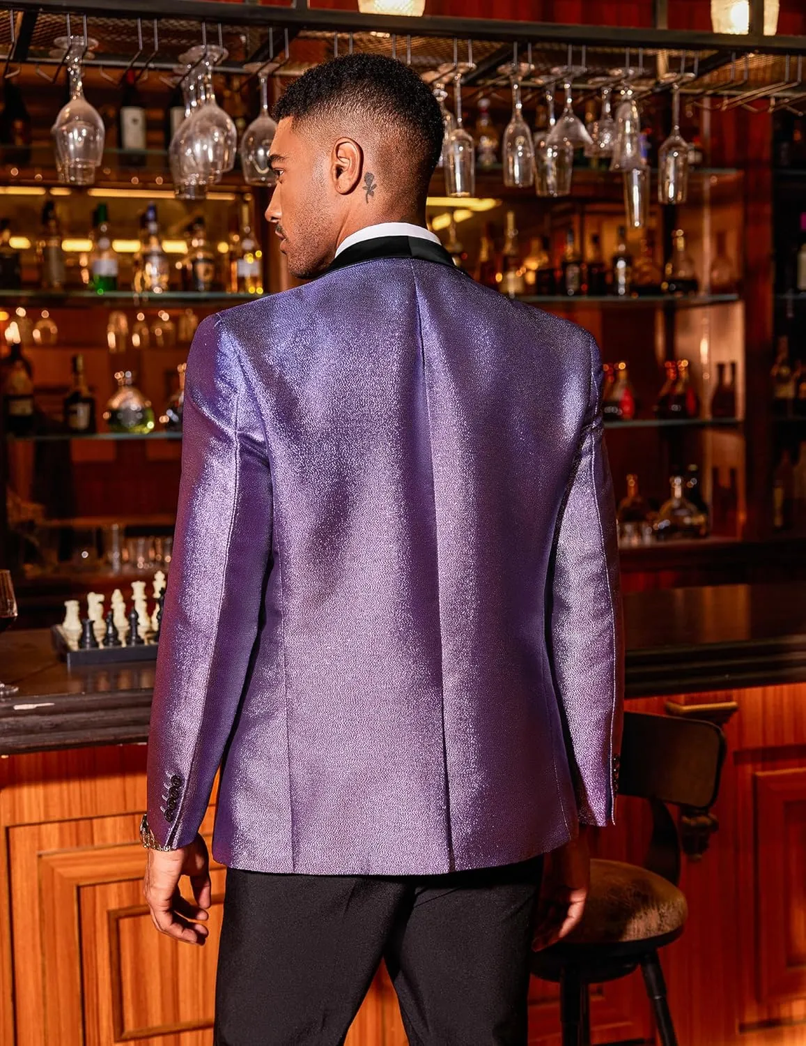 COOFANDY Men's Tuxedo Jacket Slim Fit Shawl Lapel Blazer One Button Suit Jackets for Party Prom Wedding Dinner