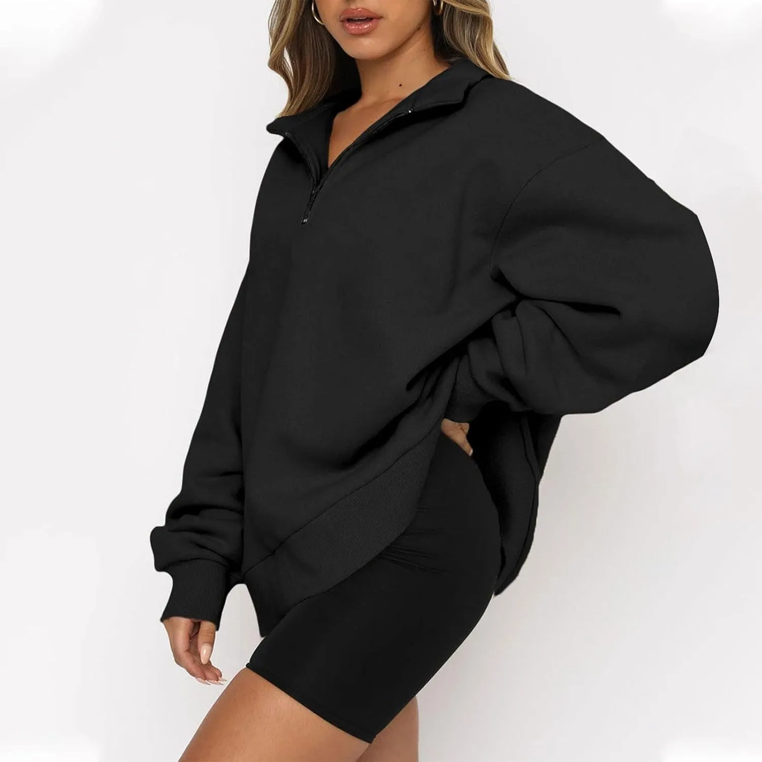 COTECRAM Women Oversized Sweatshirts Hoodies Half Quarter Zip Pullover Long Sleeve Sweaters Teen Girls Fall Y2k Clothes