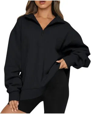 COTECRAM Women Oversized Sweatshirts Hoodies Half Quarter Zip Pullover Long Sleeve Sweaters Teen Girls Fall Y2k Clothes