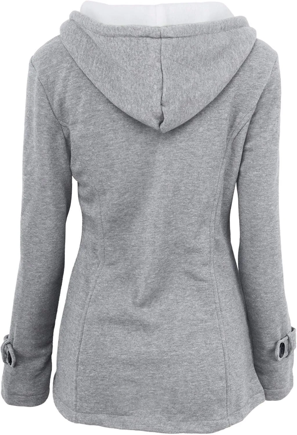 Cotton Jackets for Women 2024 Solid Horn Buttons Overcoat Hoodies Padded Wool Lined Hooded Long Sleeve Coat Jacket