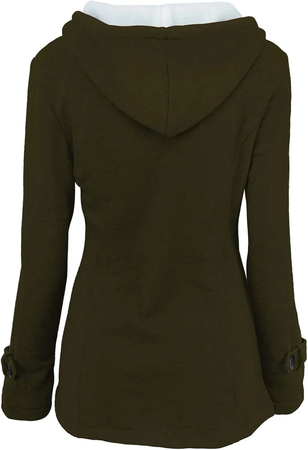 Cotton Jackets for Women 2024 Solid Horn Buttons Overcoat Hoodies Padded Wool Lined Hooded Long Sleeve Coat Jacket