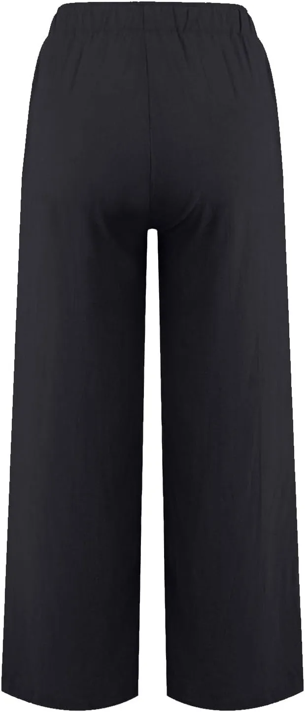 Cotton Linen Pants for Women Casual Summer Wide Leg Palazzo Loose Drawstring Elastic Waist Lounge Trousers Outfits 2025
