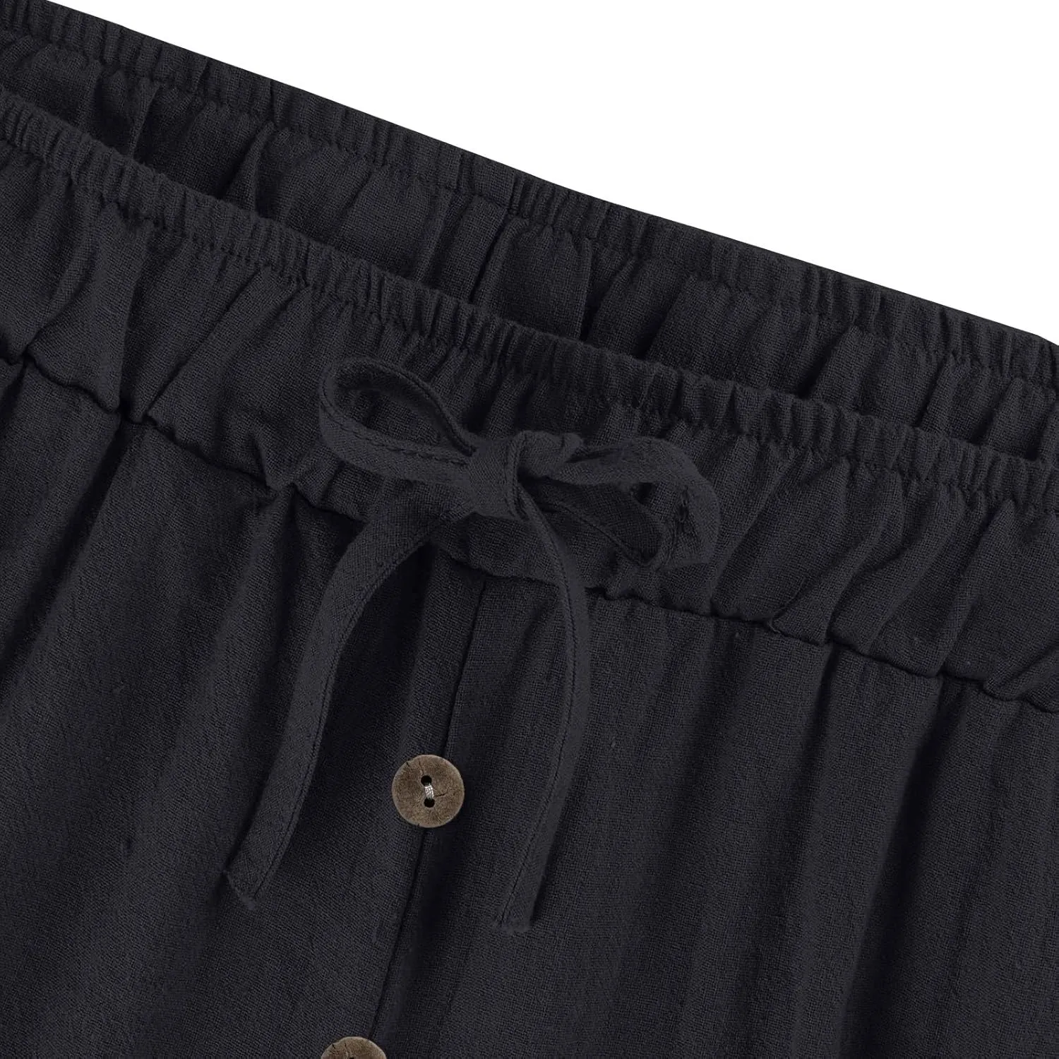 Cotton Linen Pants for Women Casual Summer Wide Leg Palazzo Loose Drawstring Elastic Waist Lounge Trousers Outfits 2025