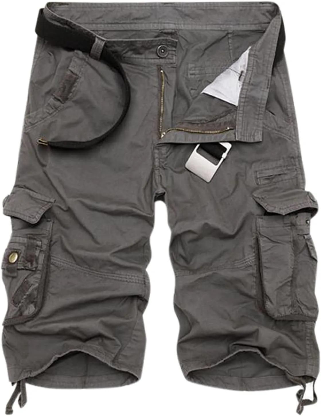 CRNTCEM Men Casual Cargo Shorts Combat Twill Work Chino Knee Length Short Summer Training Tactica Military Shorts with Pocket
