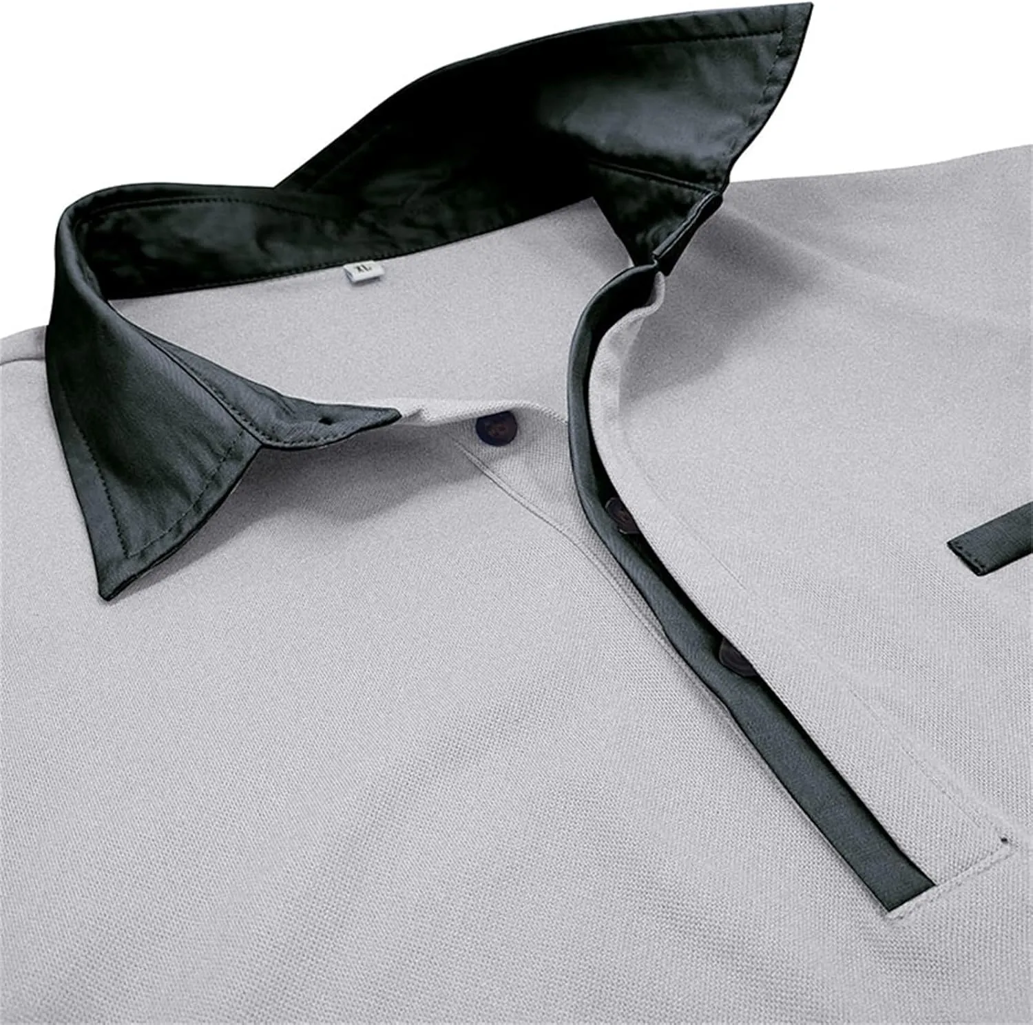 CRNTCEM Mens Long Sleeves Button Up Polo Shirts Chinos Cotton Slim Fit Tennis Shirts Lapel Collar Business Work Golf Teeshirt