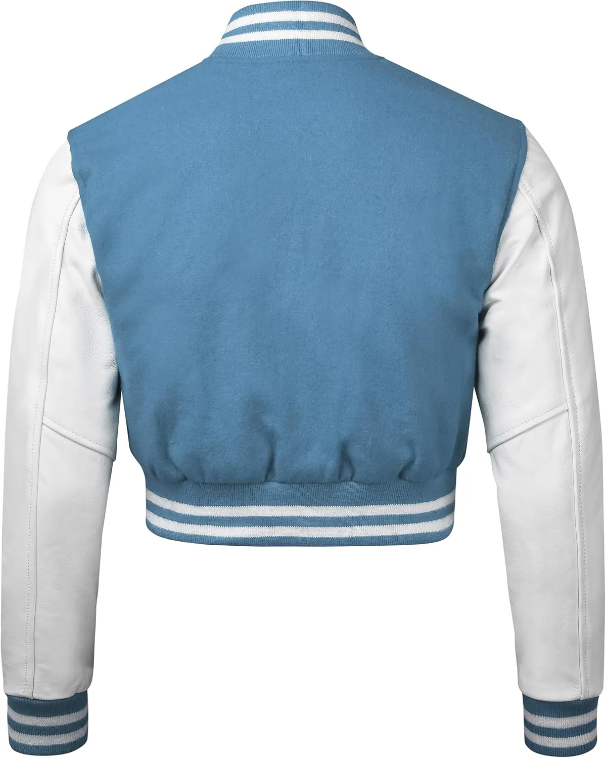 Cropped Varsity Jacket Women - Premium Quality Leather and Wool Baseball Letterman Jacket for Women's, Long Sleeve