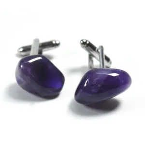Custom Amethyst Stone Cufflinks - 1 Set