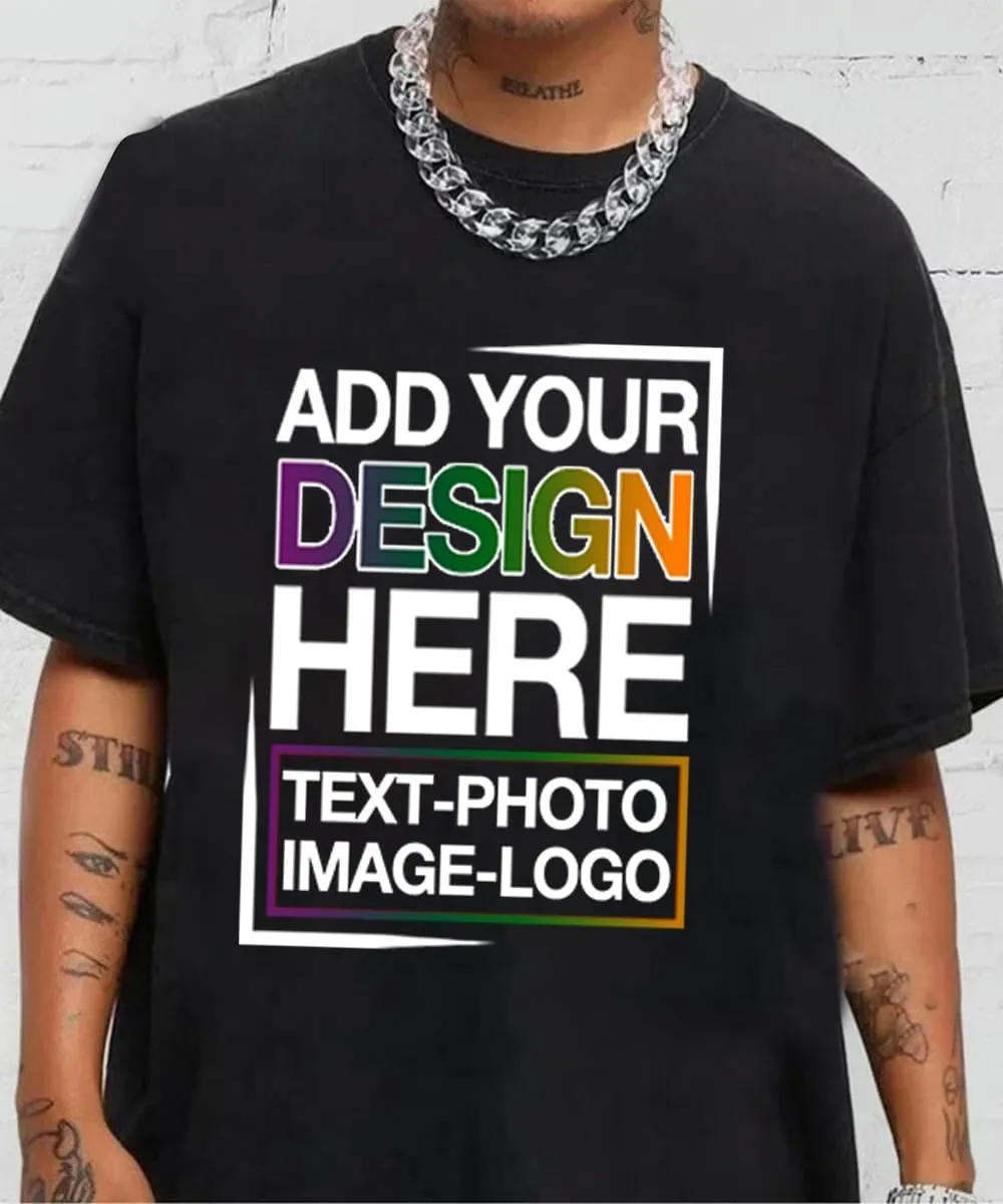 Custom Oversized T Shirts Front and Back Design Your Own Graphic Tees with Photo Text Personalized Gift Shirts