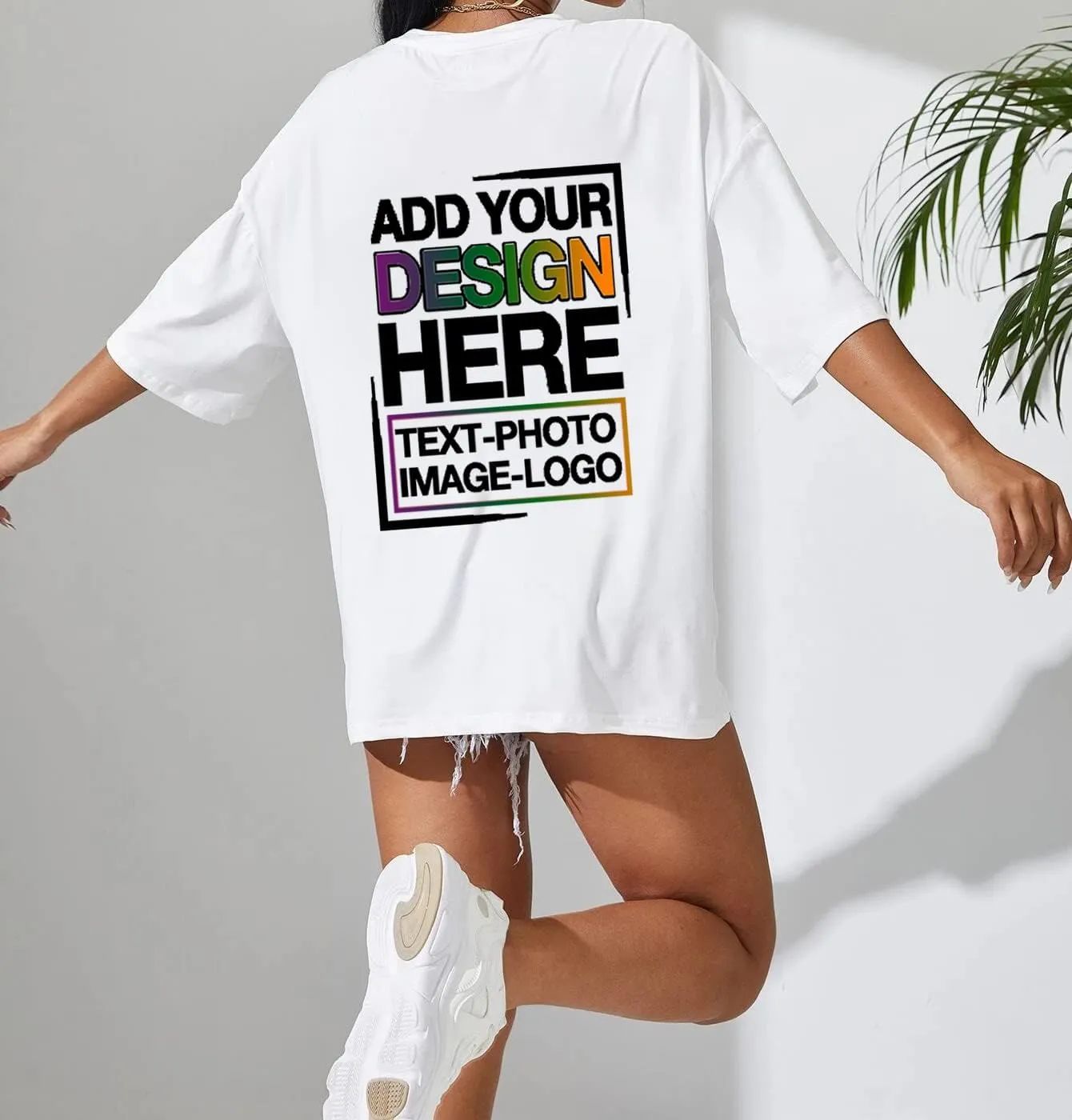 Custom Oversized T Shirts Front and Back Design Your Own Graphic Tees with Photo Text Personalized Gift Shirts