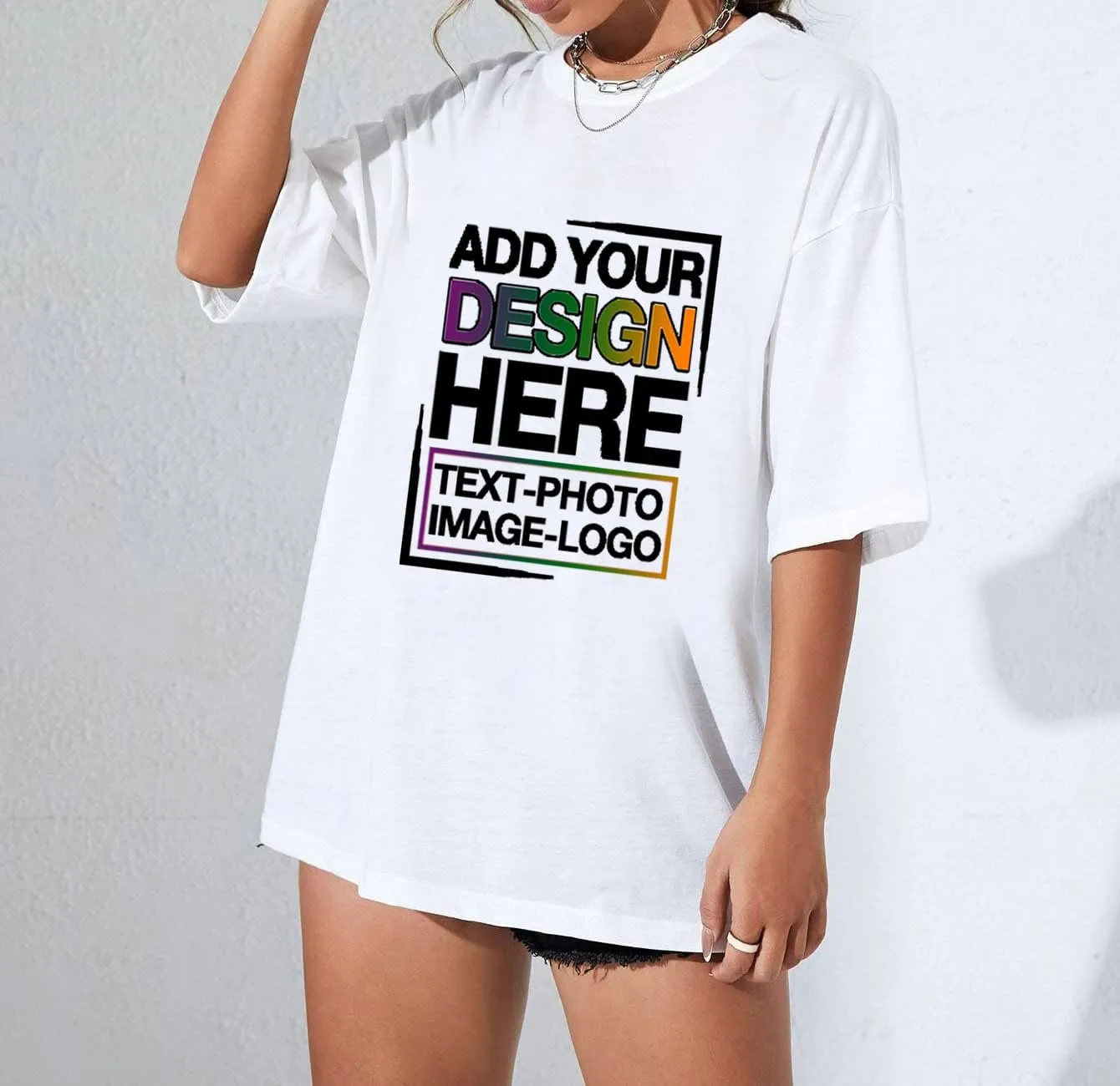 Custom Oversized T Shirts Front and Back Design Your Own Graphic Tees with Photo Text Personalized Gift Shirts